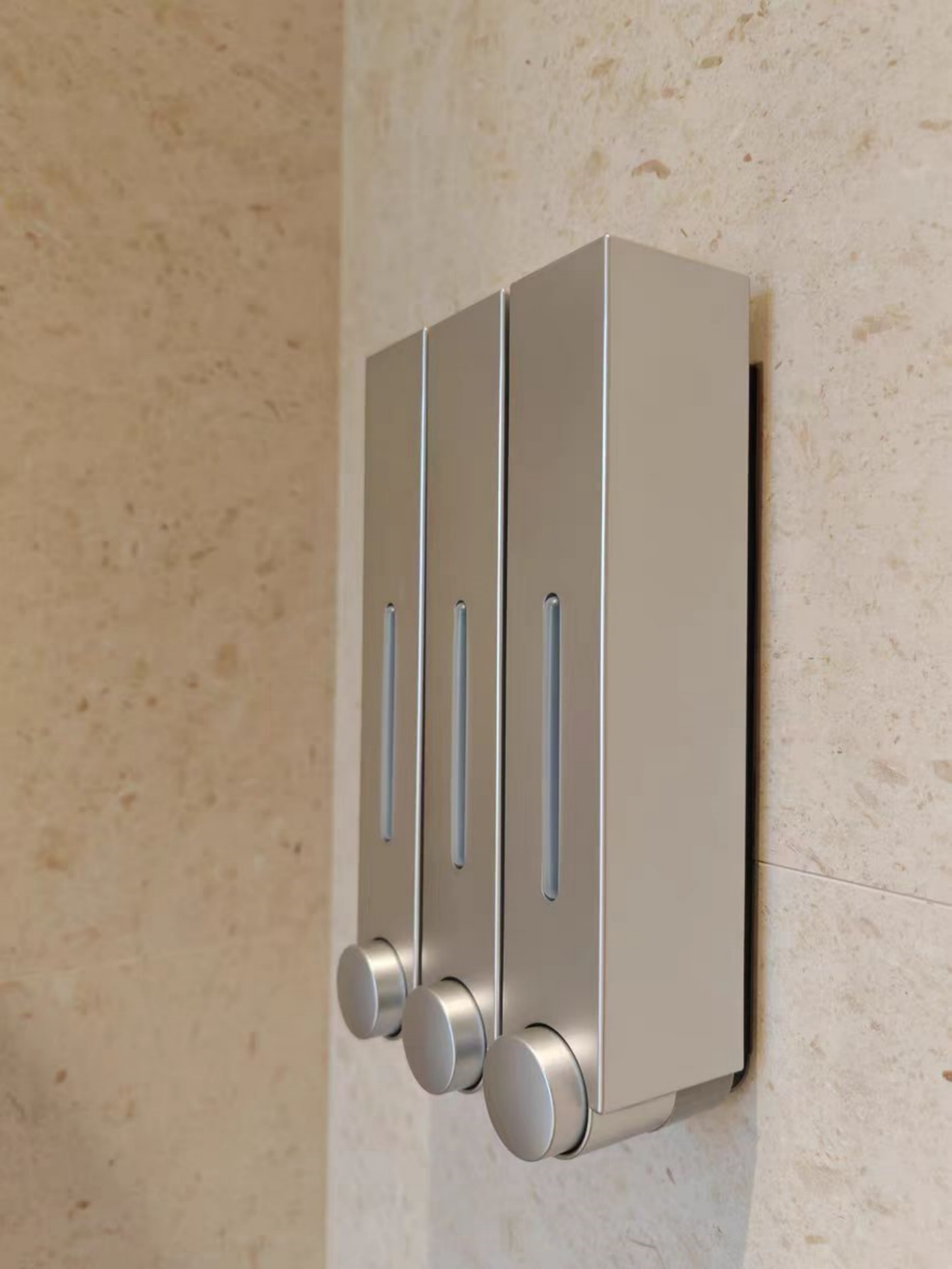 Silver Wall-Mounted Triple Soap Dispenser  420Ml