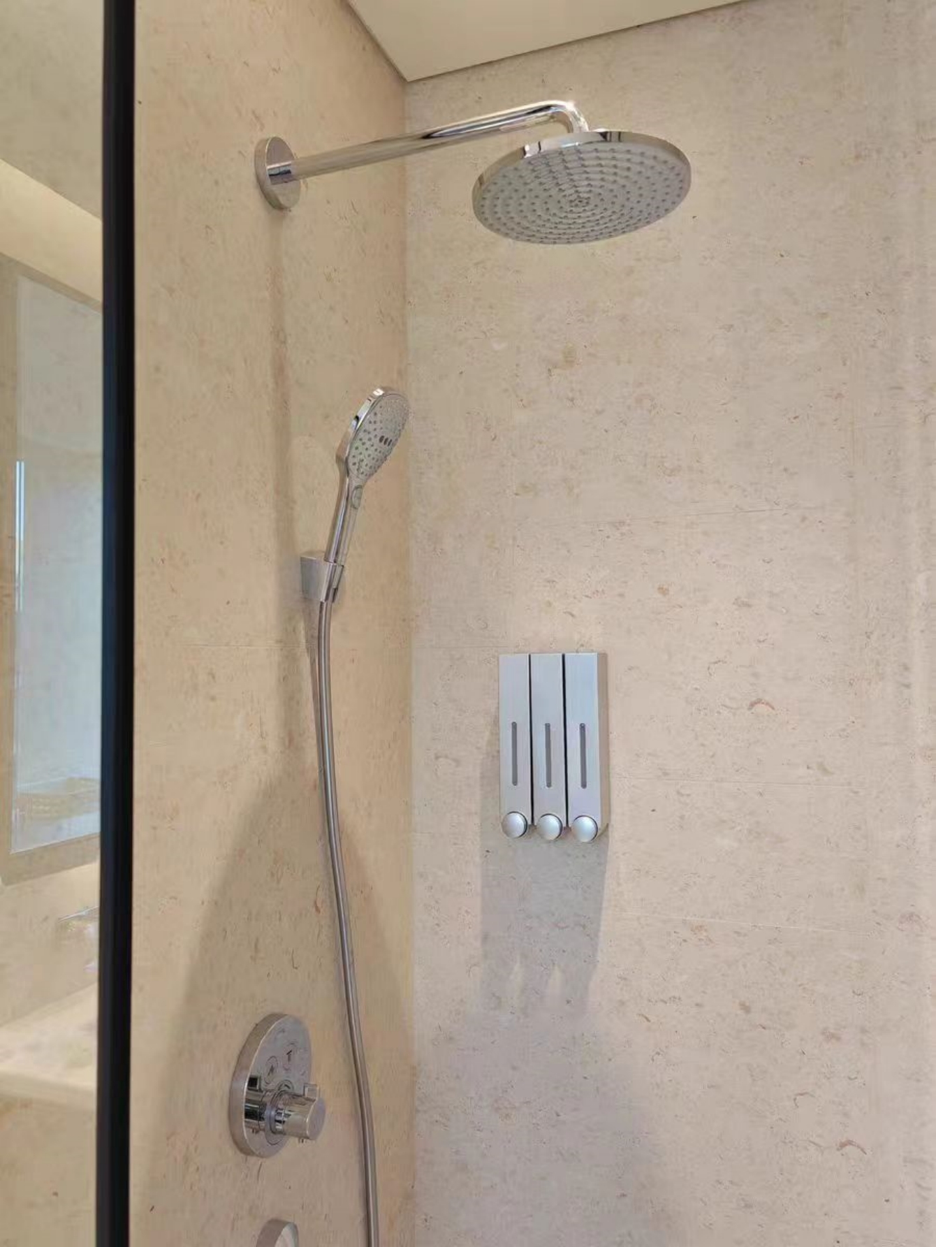 Silver Wall-Mounted Triple Soap Dispenser  420Ml