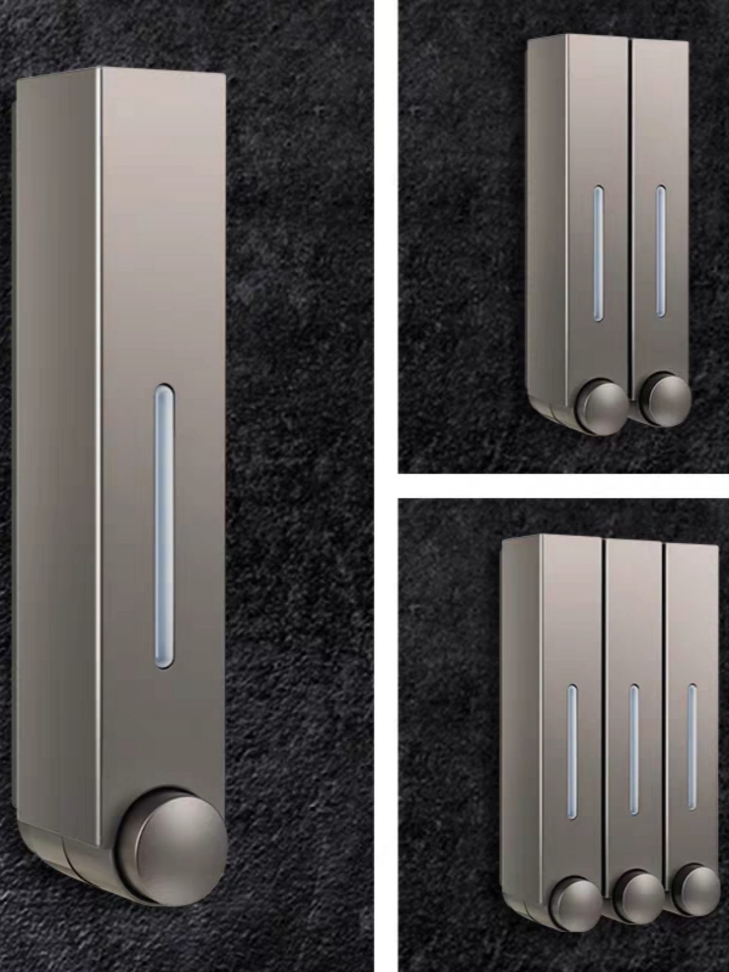 Grey Double Wall-Mounted Soap Dispenser 420Ml, Grey