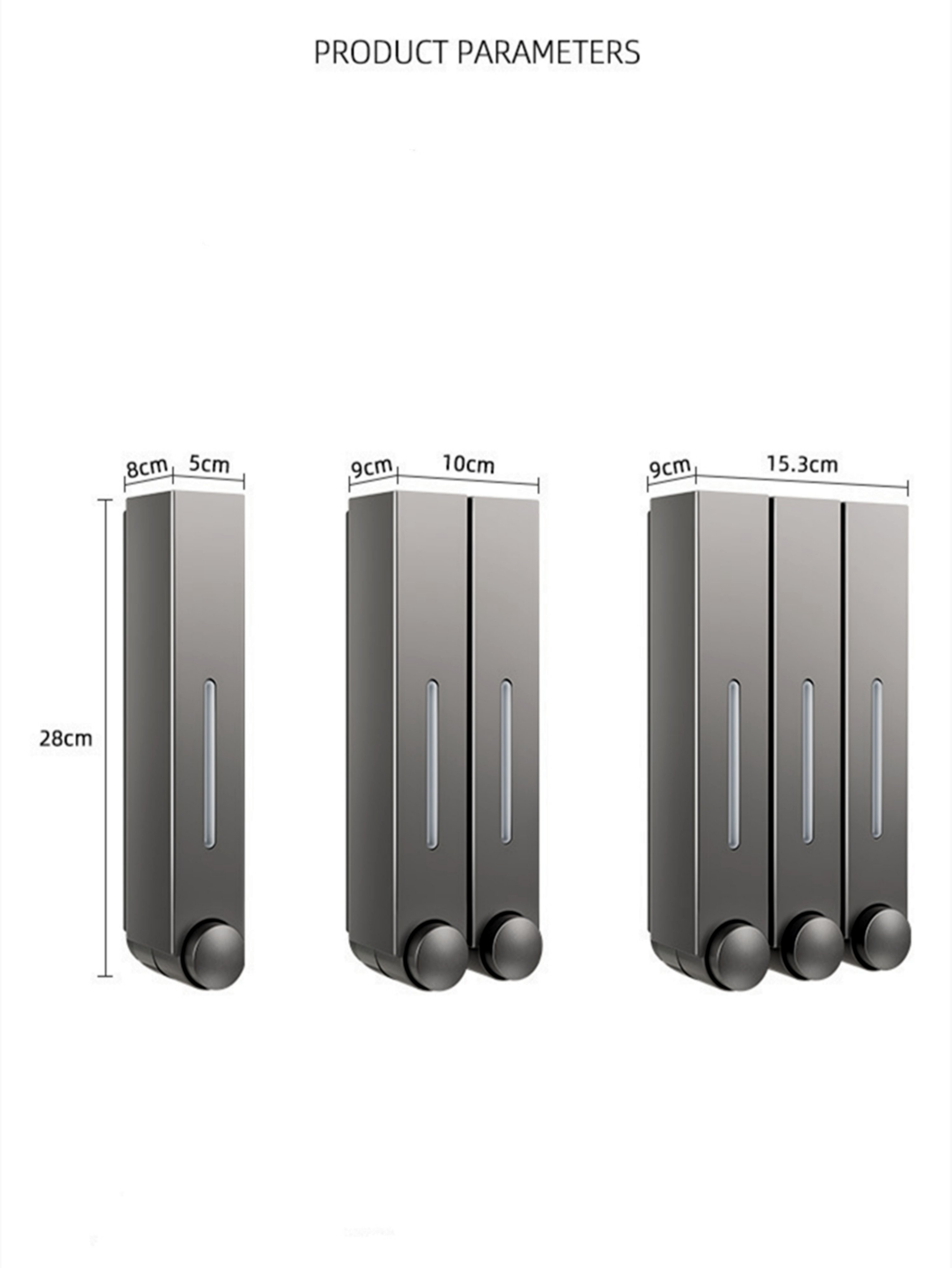 Grey Double Wall-Mounted Soap Dispenser 420Ml, Grey