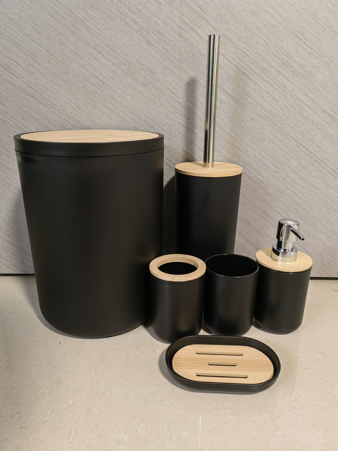 6-Piece  Bathroom Accessory Set with Trash Can And Toilet Brush