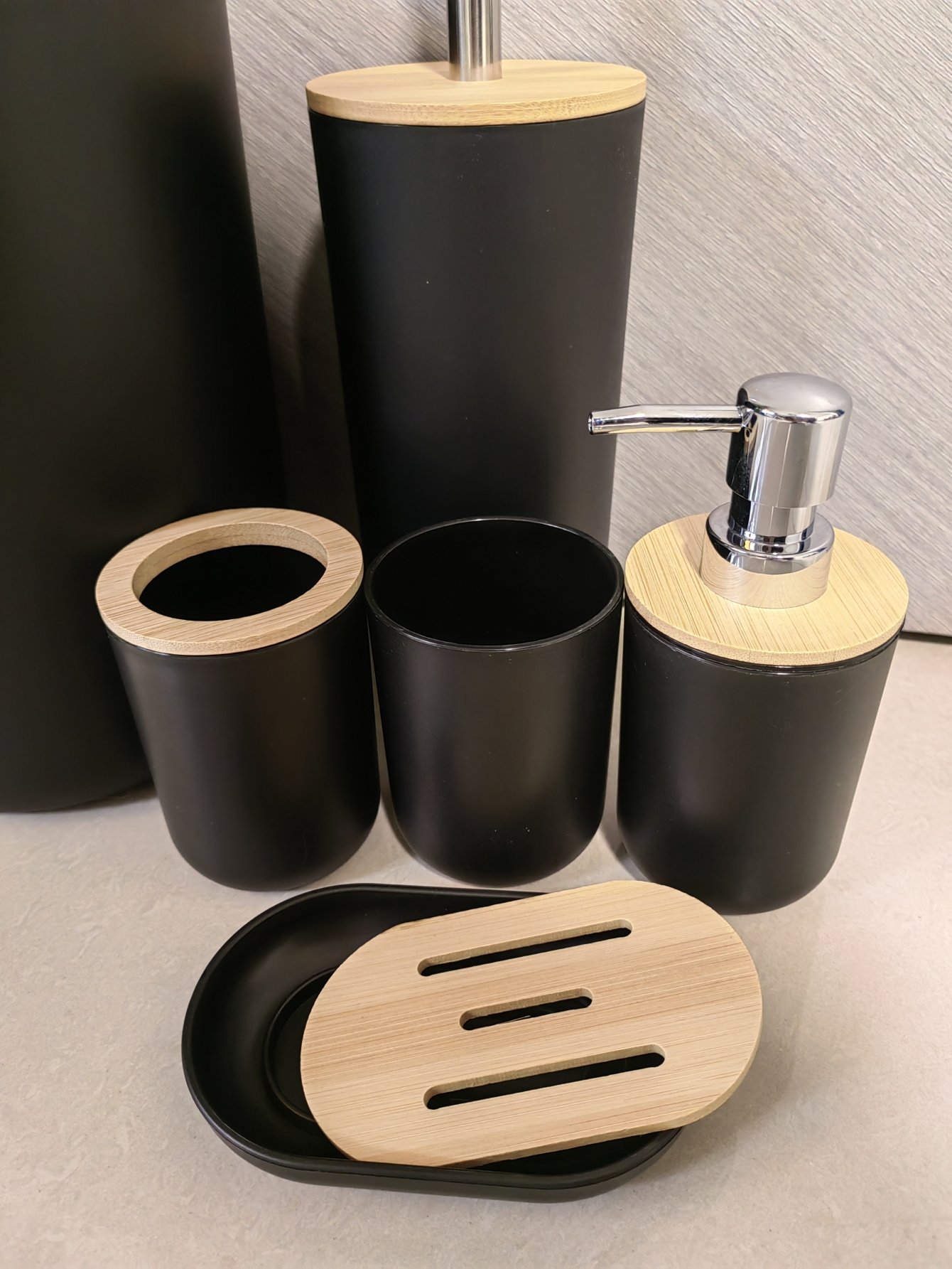 6-Piece  Bathroom Accessory Set with Trash Can And Toilet Brush