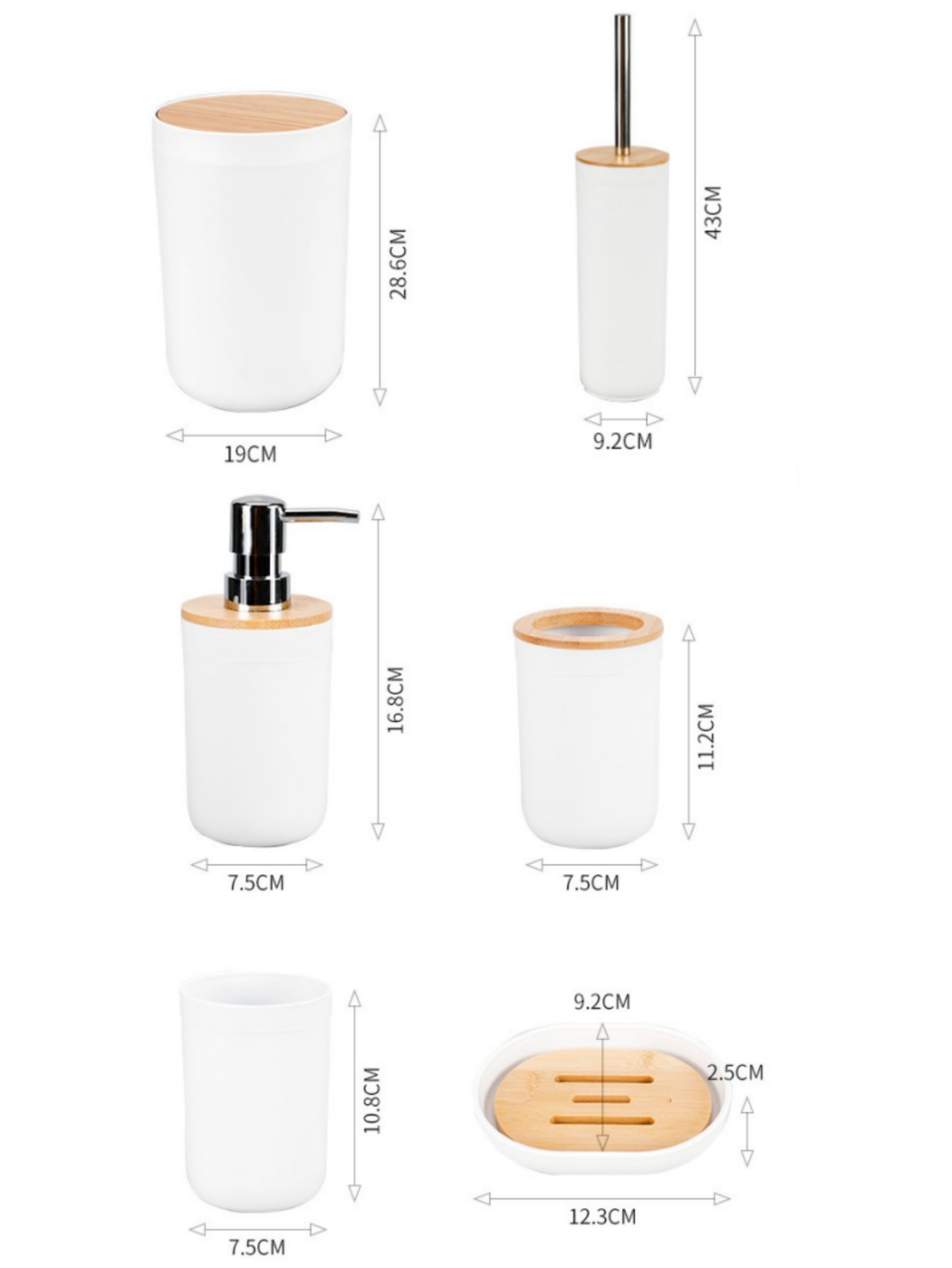 6-Piece  Bathroom Accessory Set with Trash Can And Toilet Brush