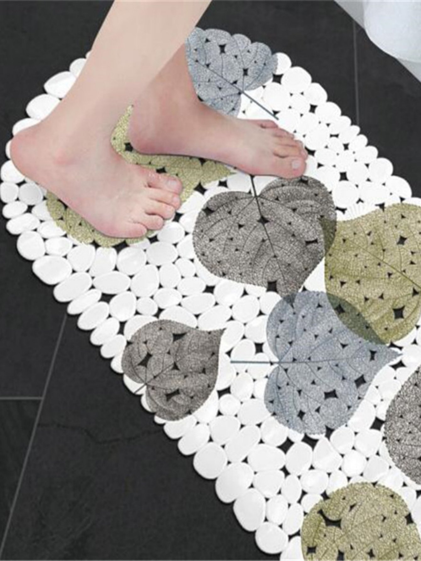 Botanical Leaf PVC Non-Slip Bath Mat