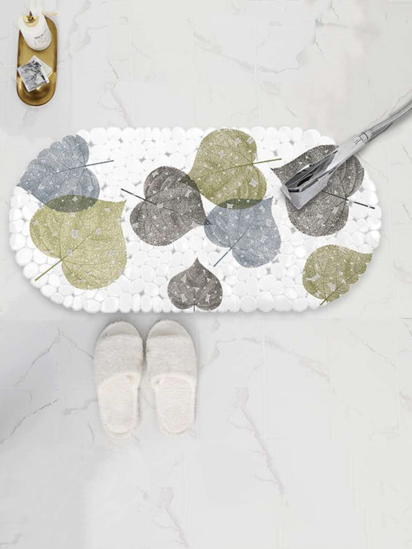 Botanical Leaf PVC Non-Slip Bath Mat