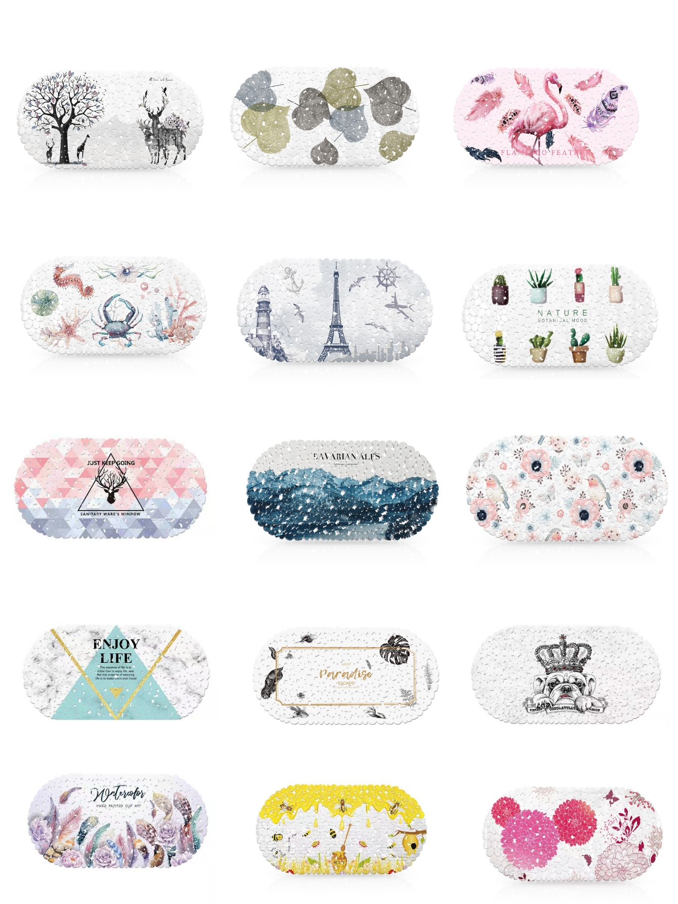 Botanical Leaf PVC Non-Slip Bath Mat