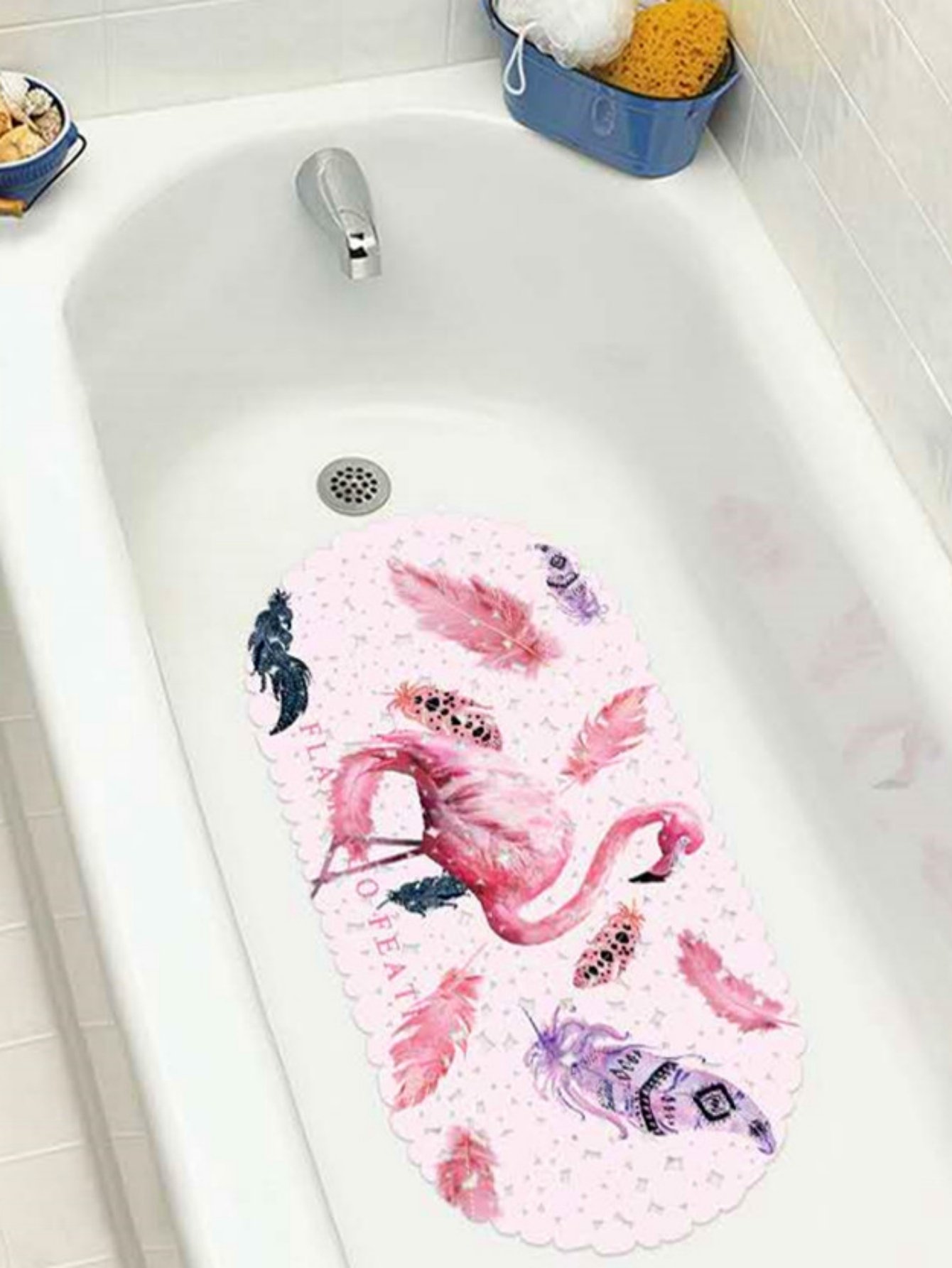 Pink Printed Bath Mat