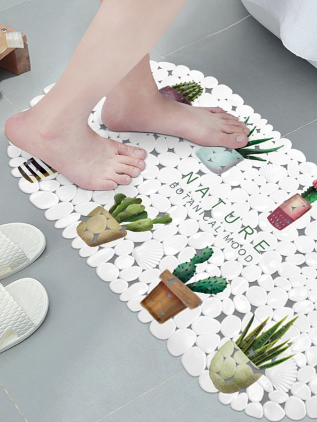 Botanical PVC Non-Slip Bath Mat