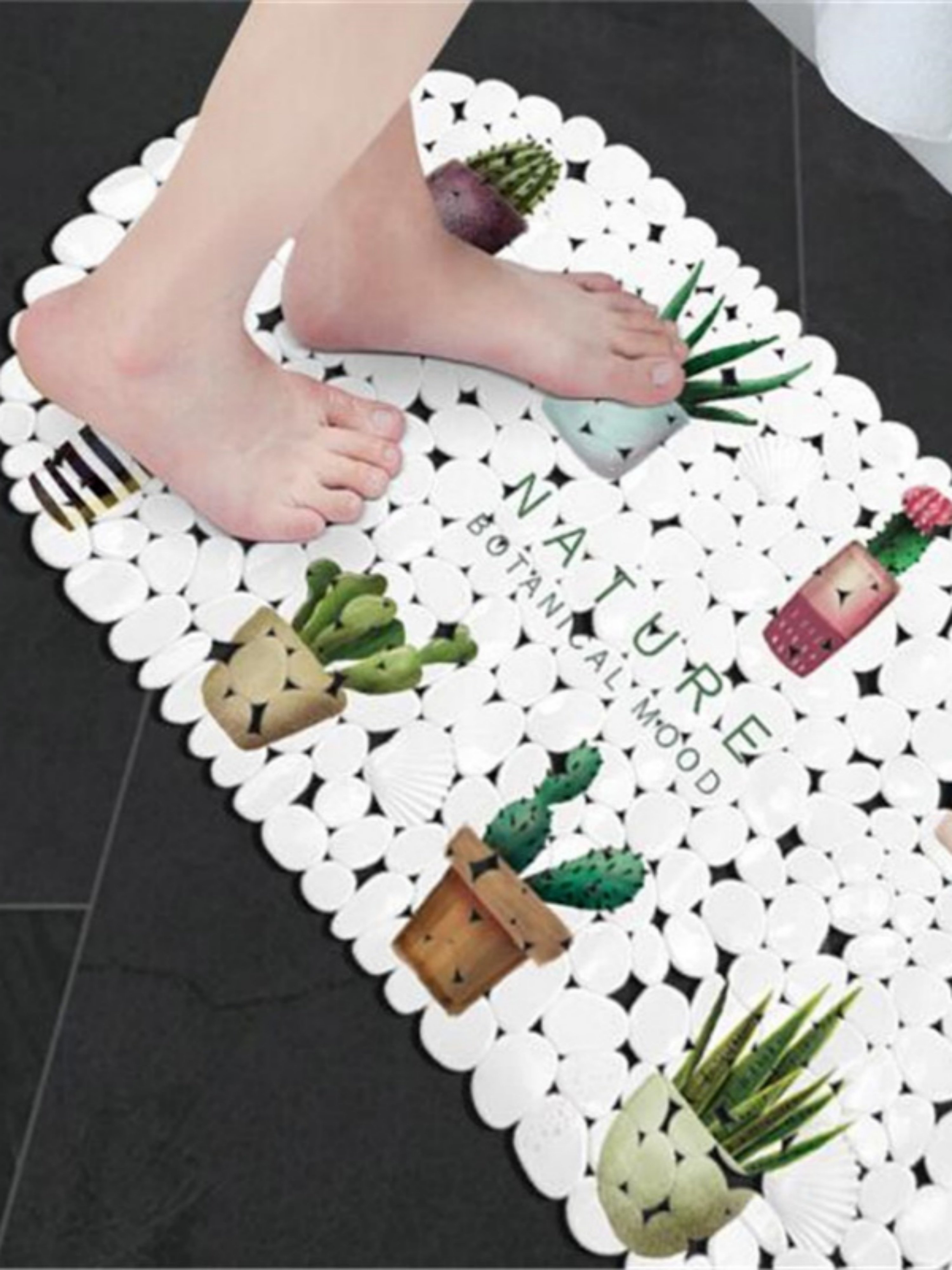 Botanical PVC Non-Slip Bath Mat