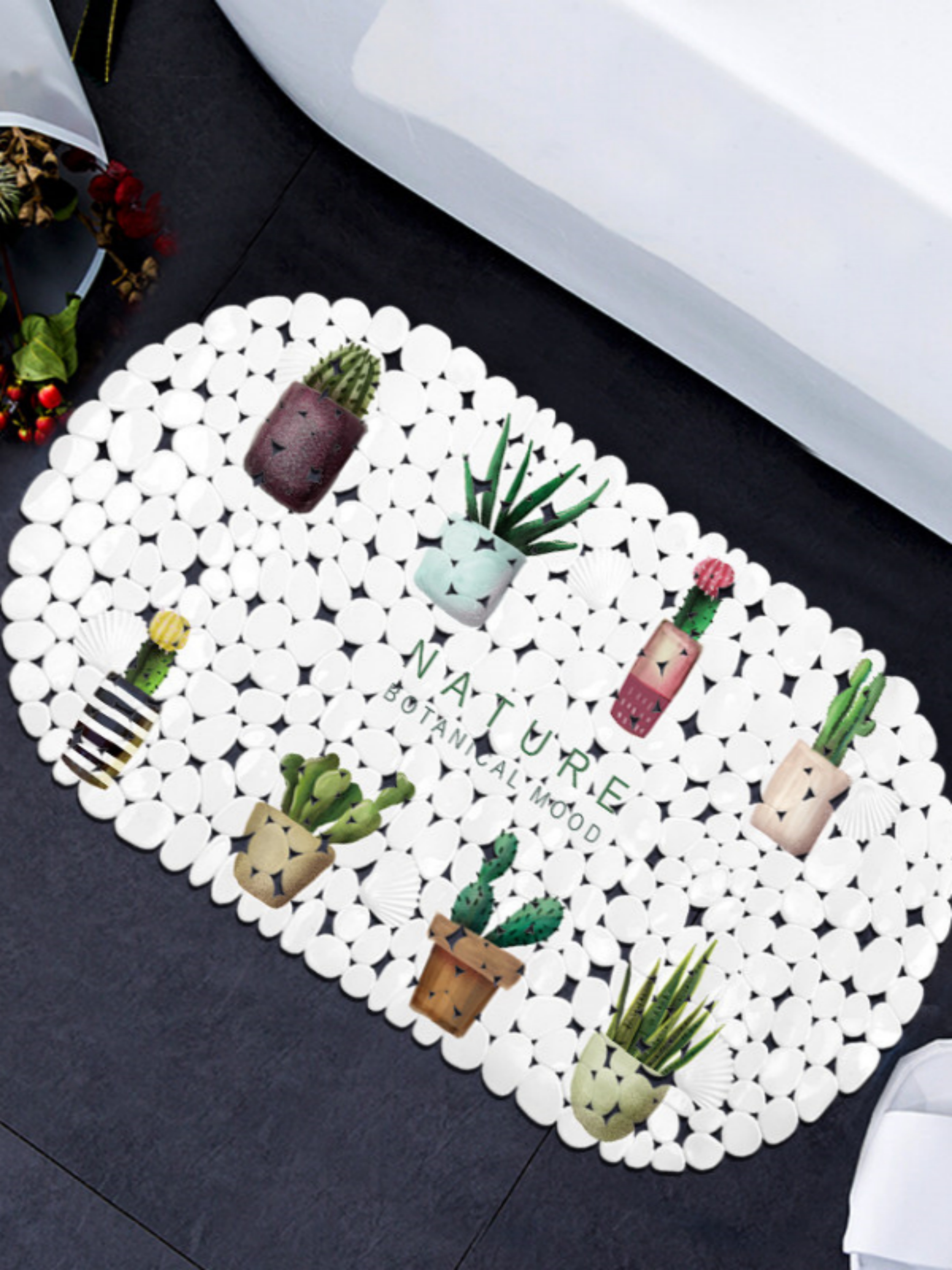 Botanical PVC Non-Slip Bath Mat