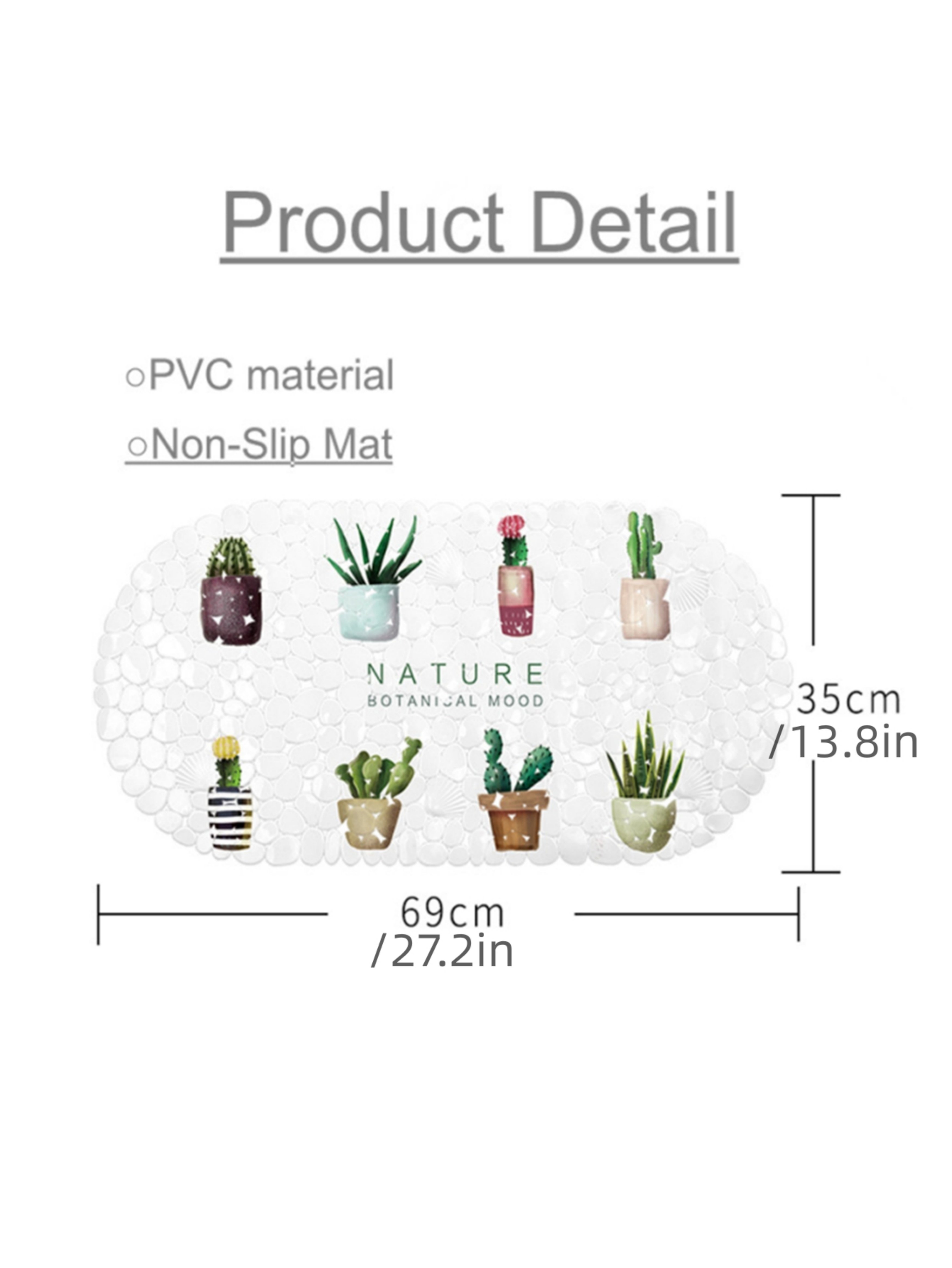 Botanical PVC Non-Slip Bath Mat
