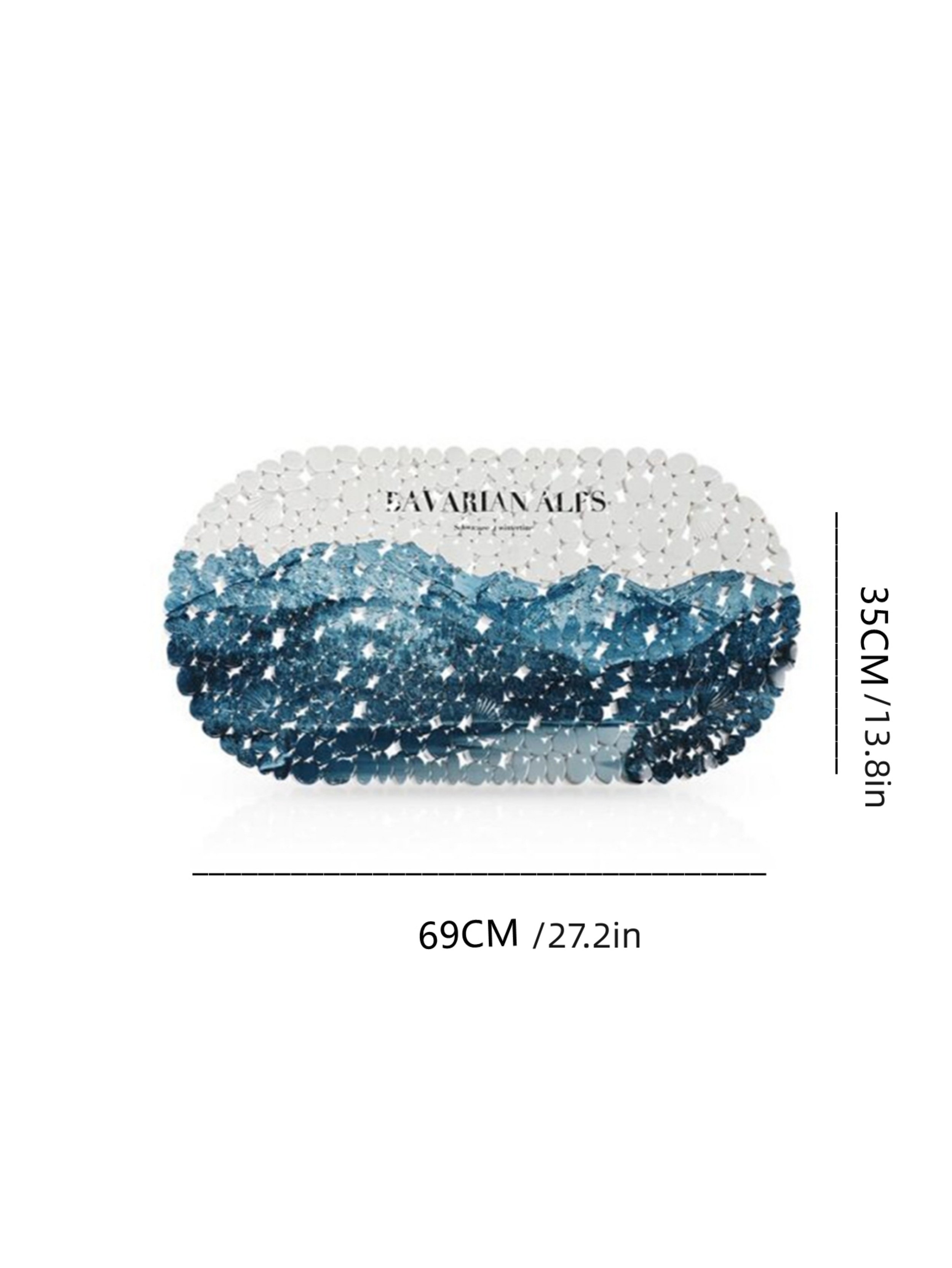 Navy Blue Nature Print PVC Bath Mat