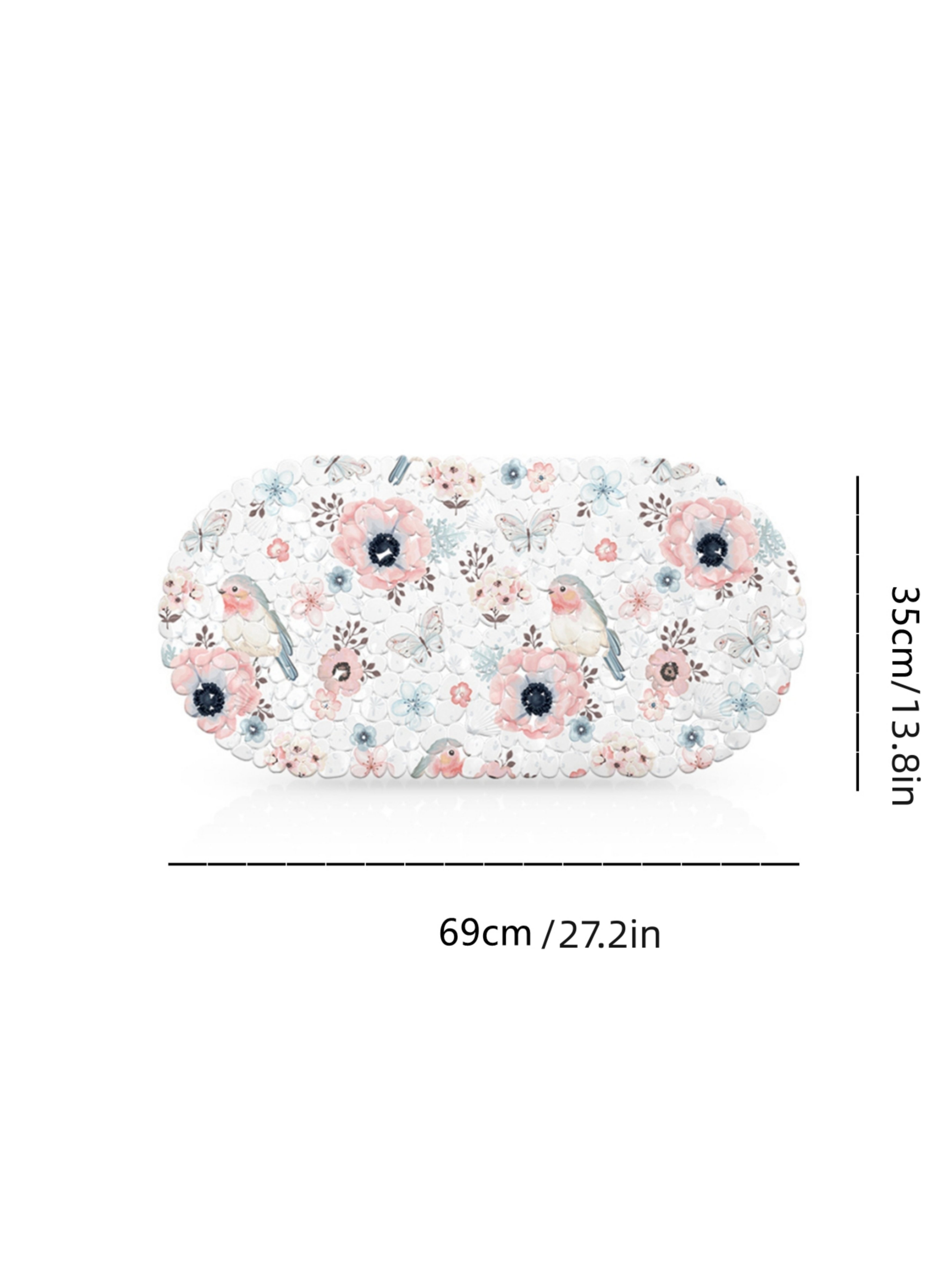 Floral And Bird Printed PVC Non-Slip Bath Mat