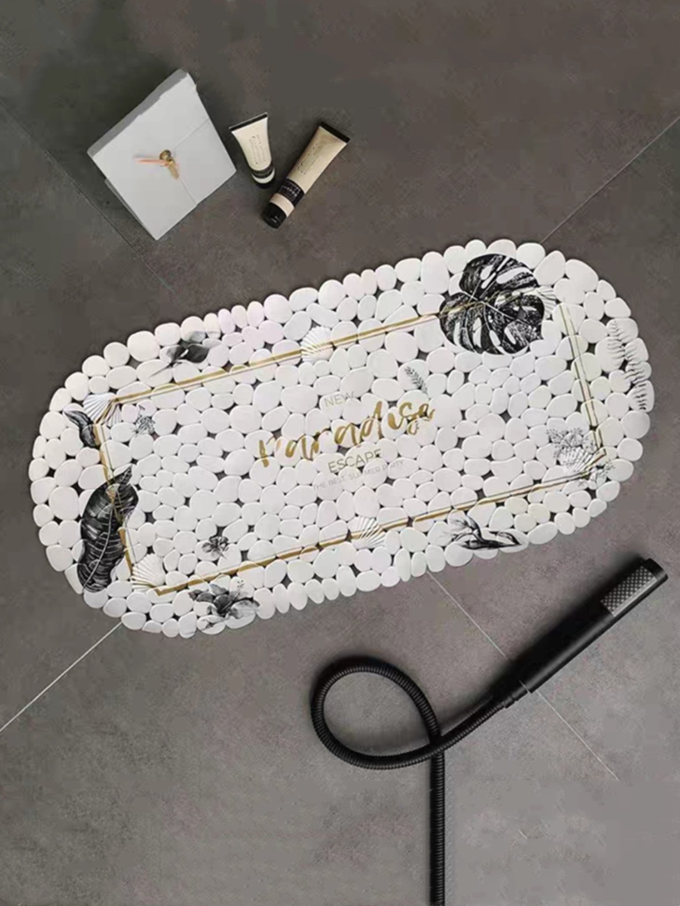 White Graphic Bath Mat