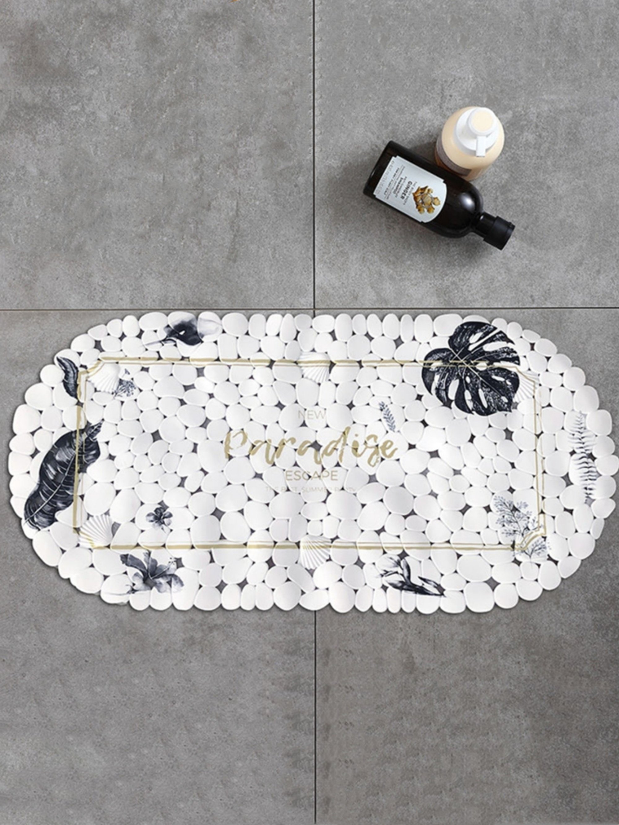 White Graphic Bath Mat