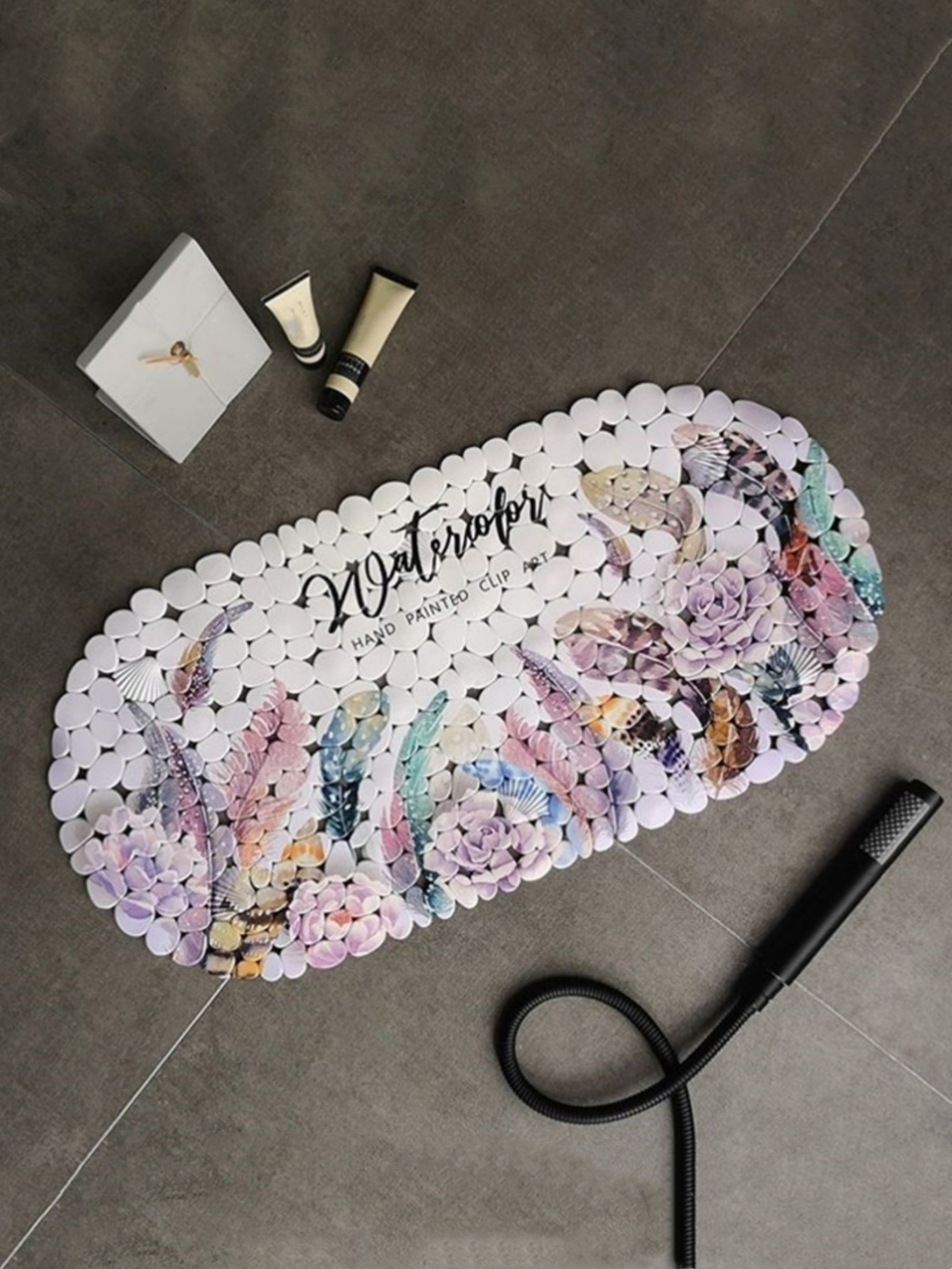 Floral Feather PVC Non-Slip Bath Mat