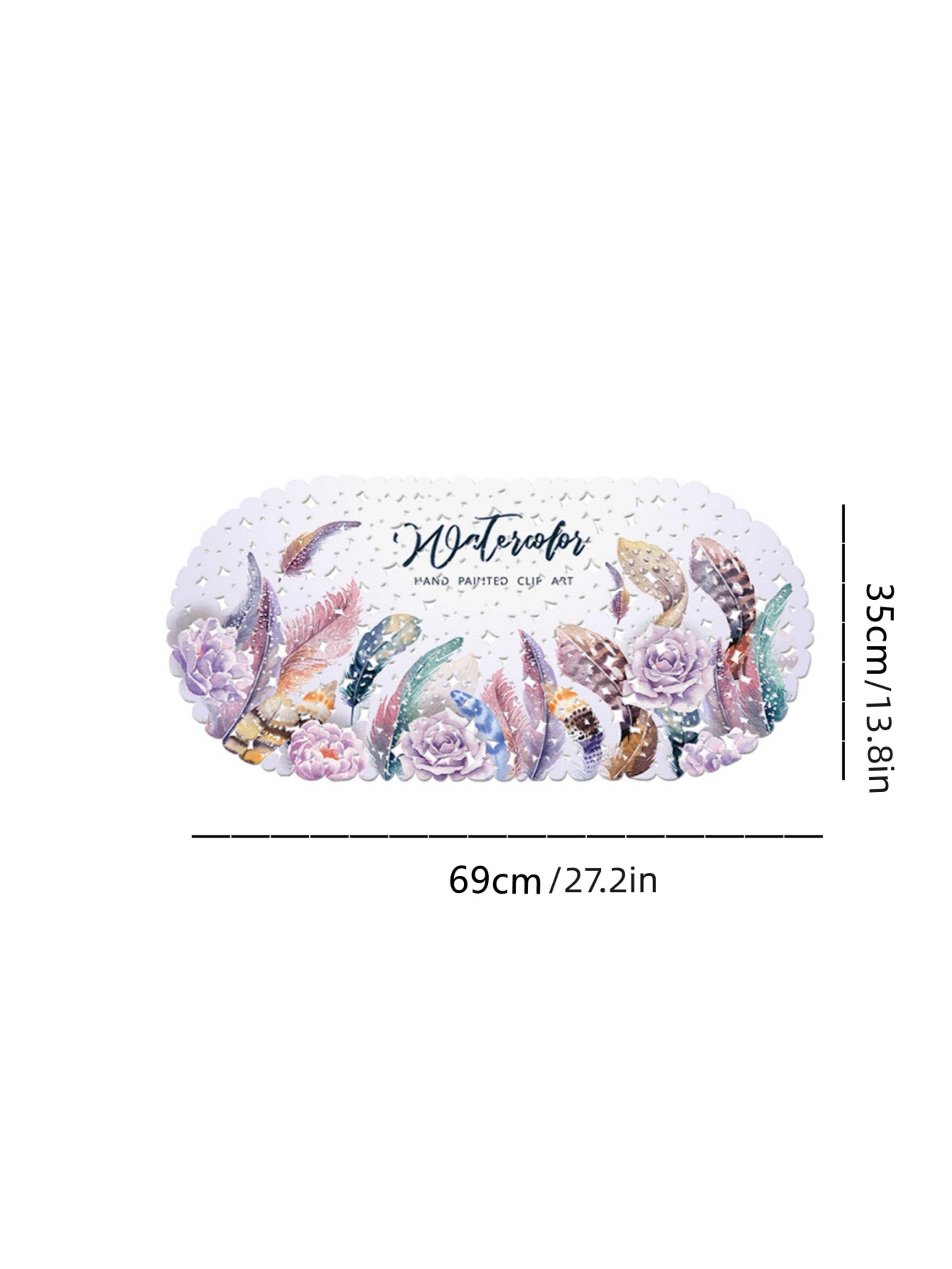 Floral Feather PVC Non-Slip Bath Mat