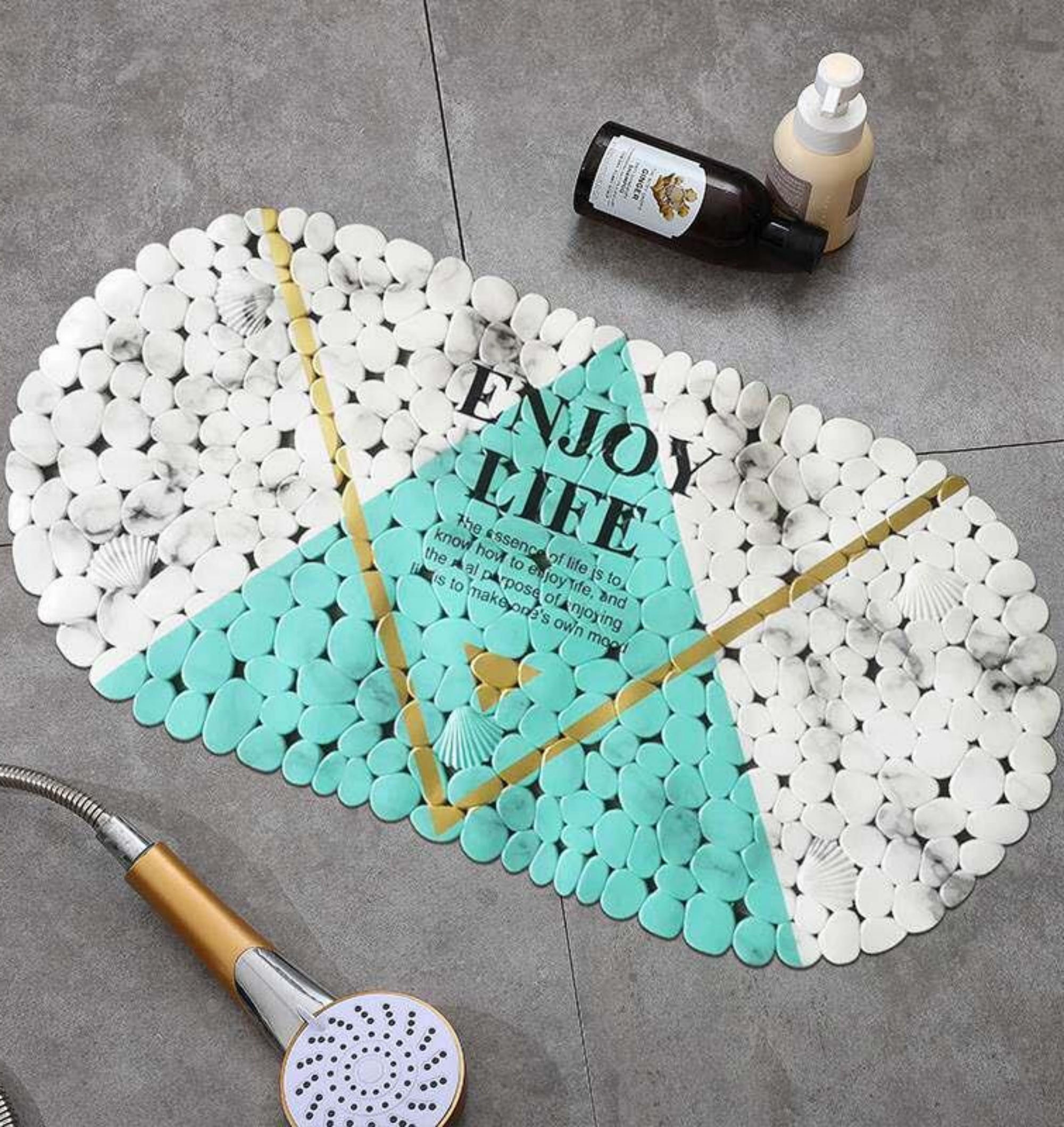 Turquoise Pebble Pattern Anti-Slip PVC Bath Mat