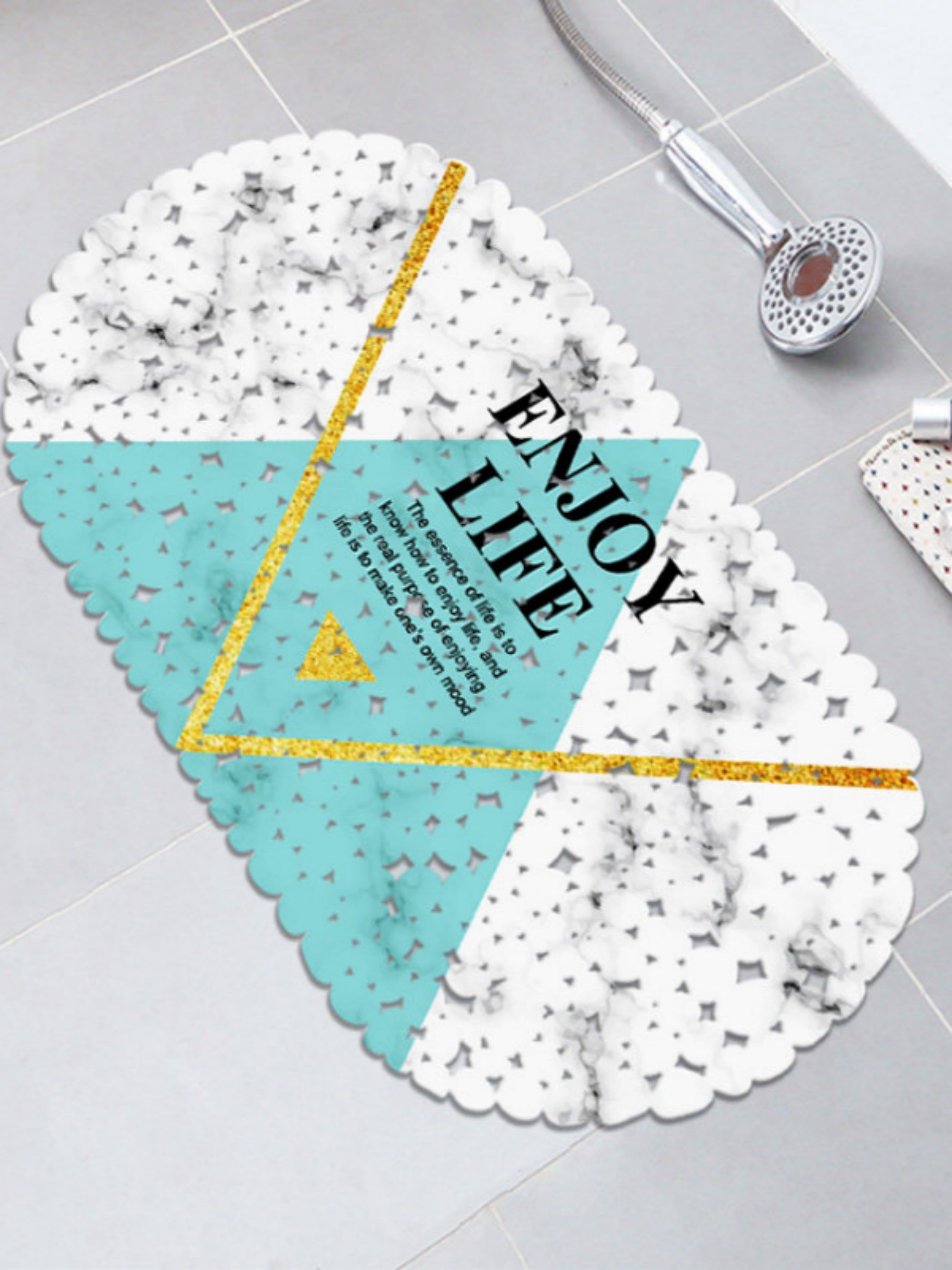 Turquoise Pebble Pattern Anti-Slip PVC Bath Mat