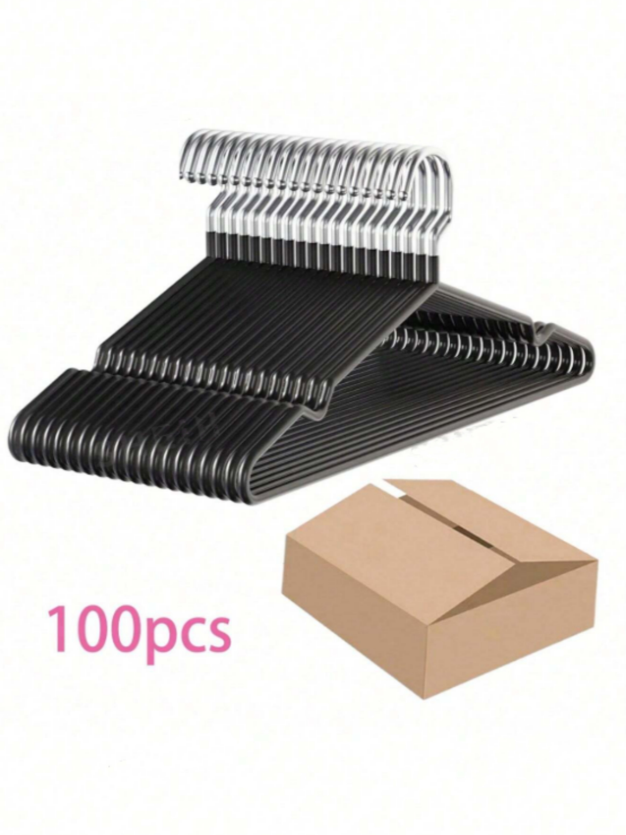 100-Pack Black Non-Slip Plastic Hangers