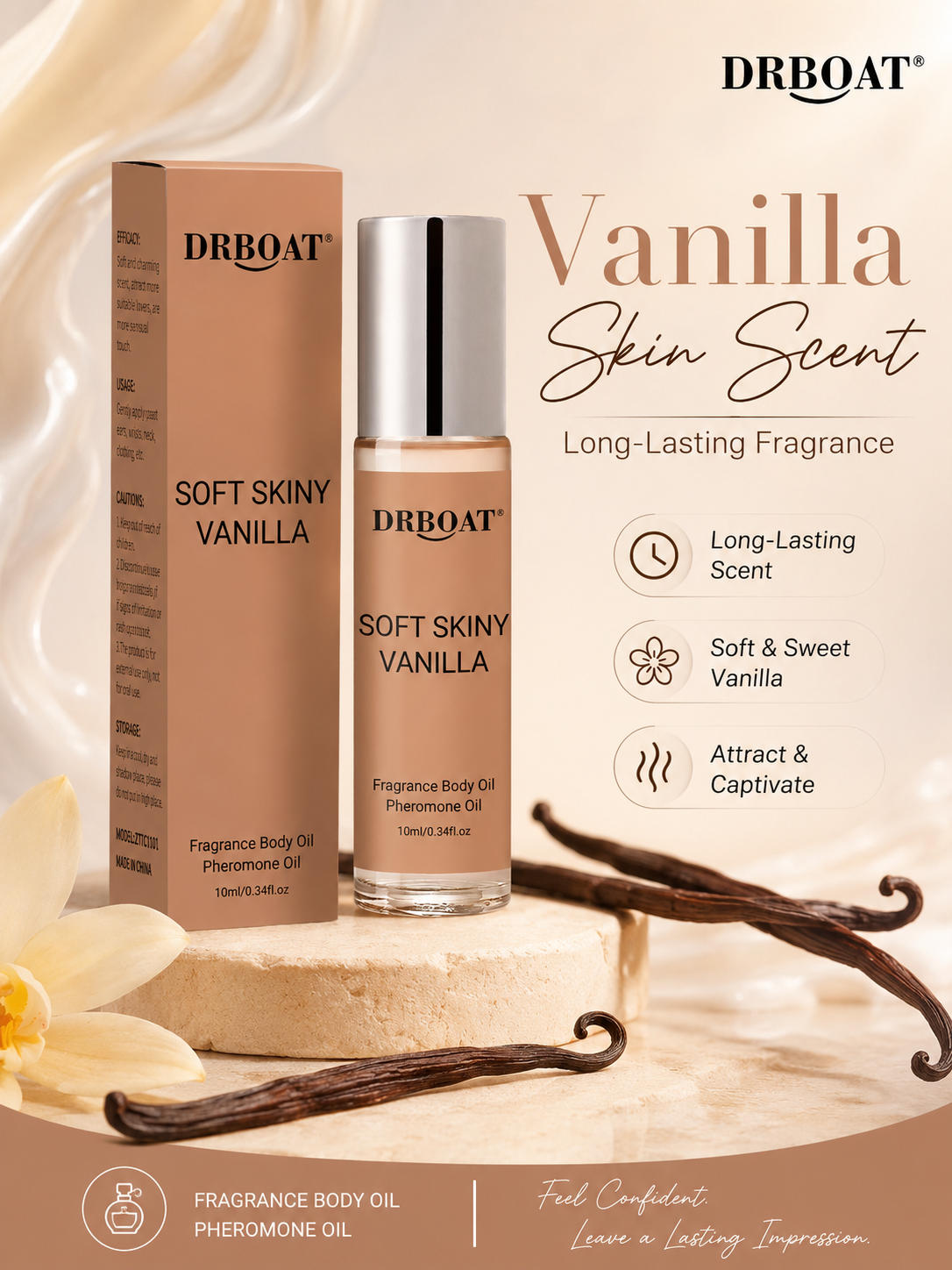 Soft Skiny Vanilla Pheromone Body Oil - 10Ml
