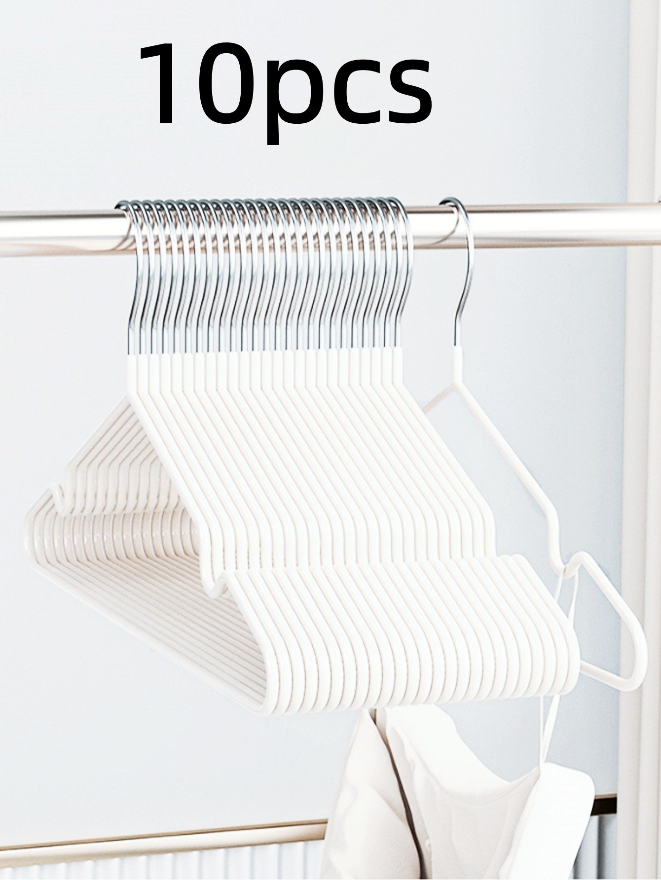 10-Pack White Non-Slip Hangers