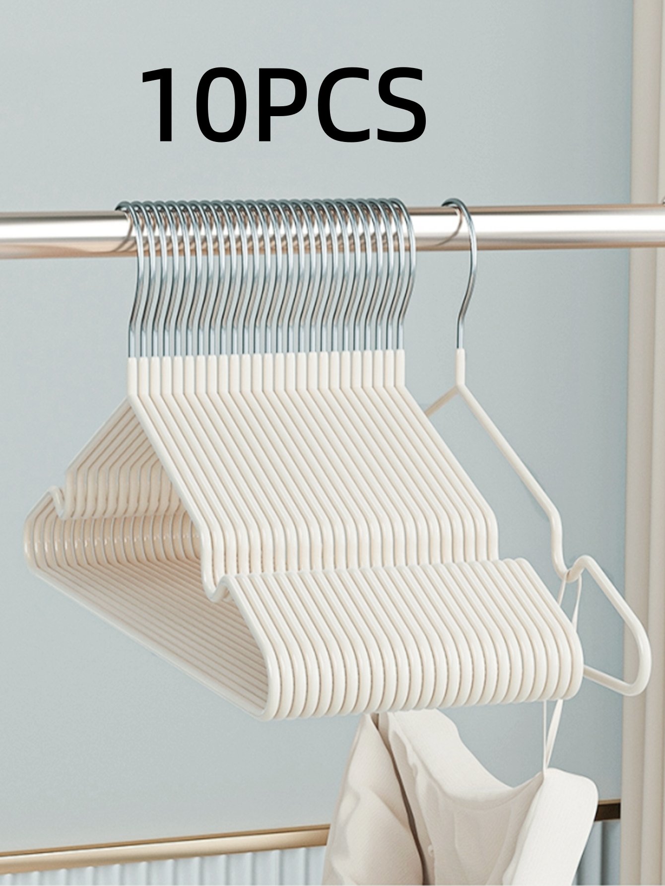10-Pack Beige Non-Slip Plastic Coated Hangers