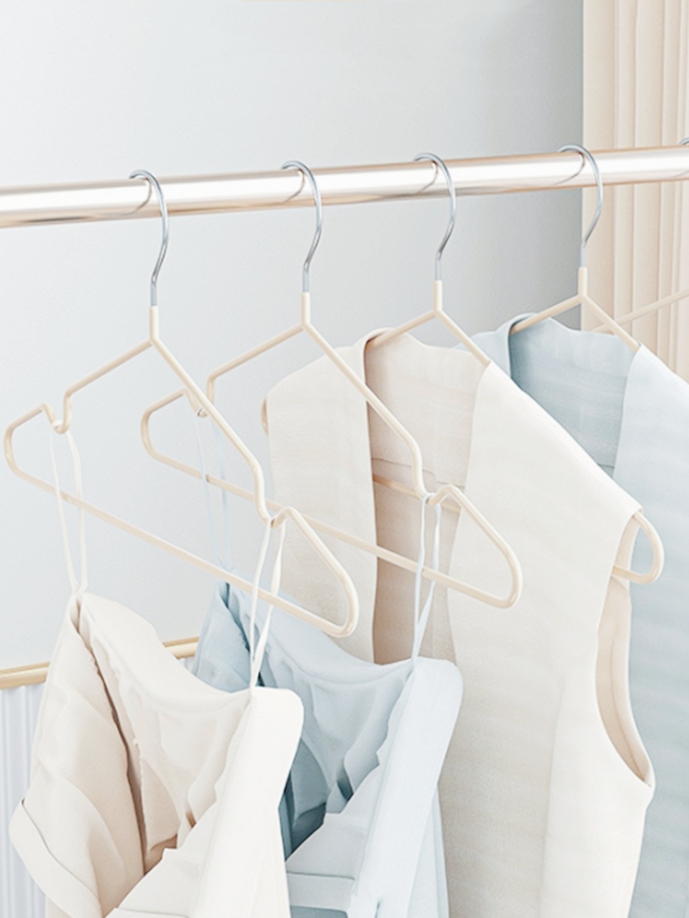 10-Pack Beige Non-Slip Plastic Coated Hangers