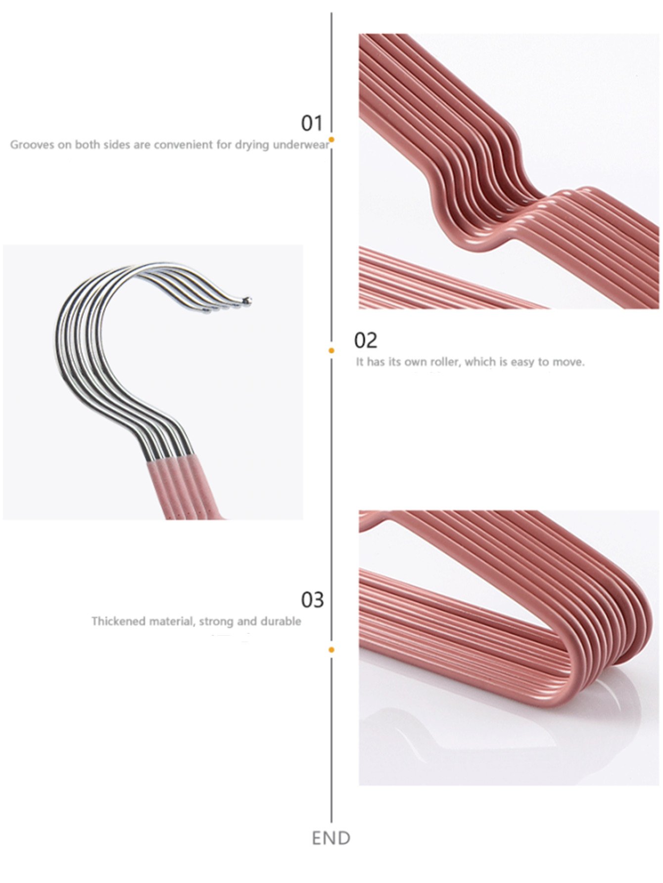 10-Pack Pink Non-Slip Coated Hangers