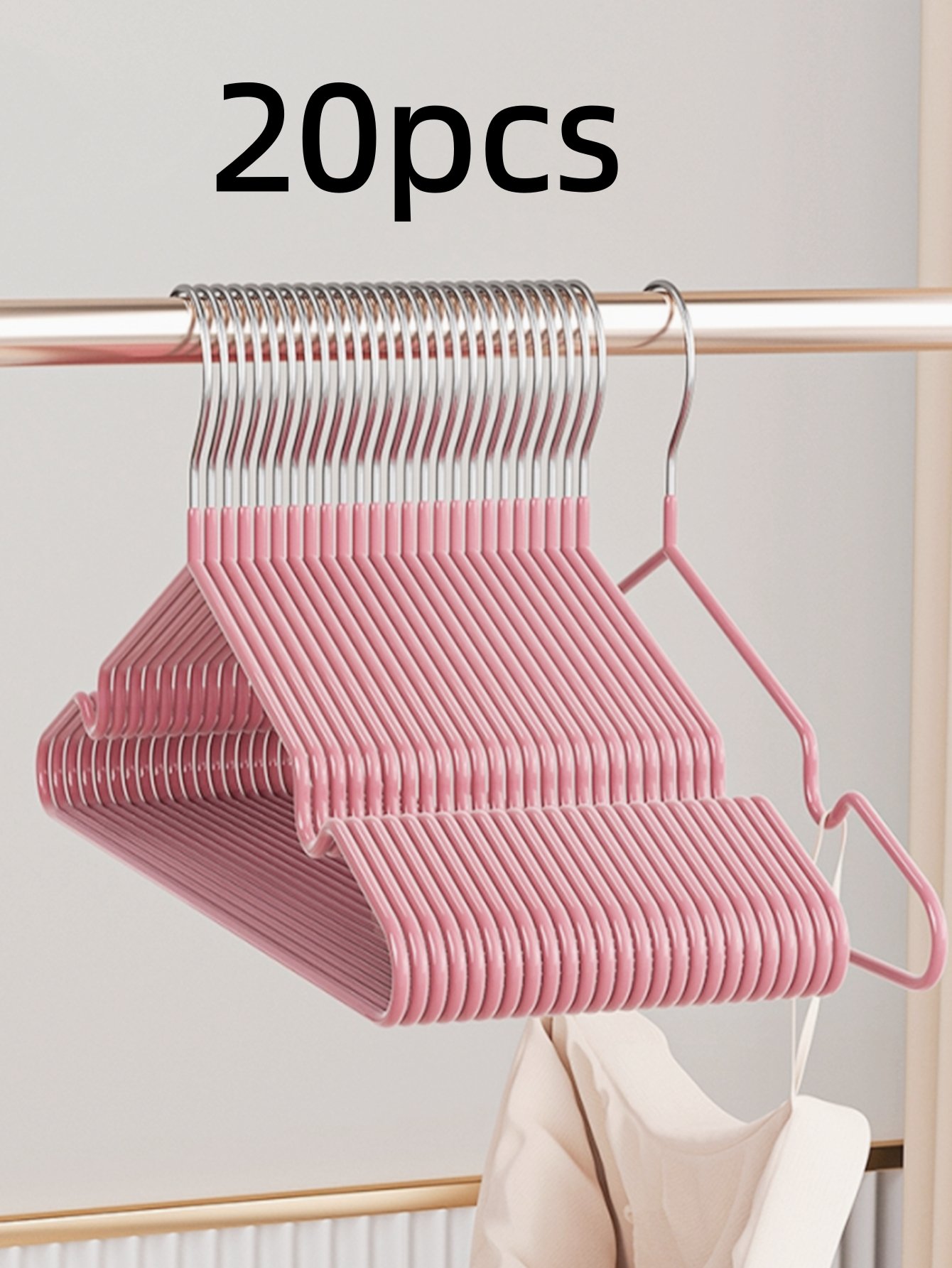 20-Pack Pink Non-Slip Coated Hangers