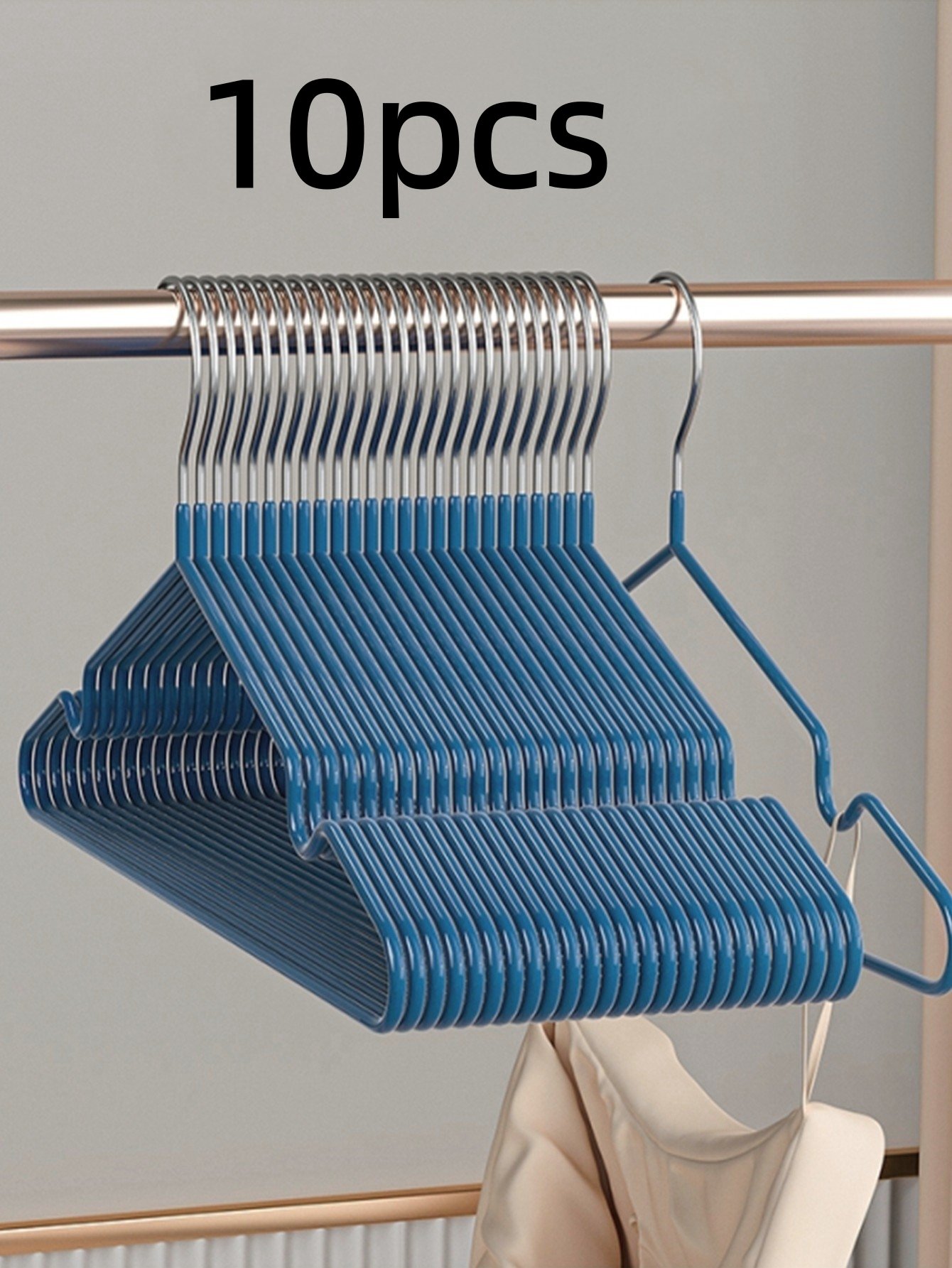 10-Pack Blue Non-Slip Coated Metal Hangers