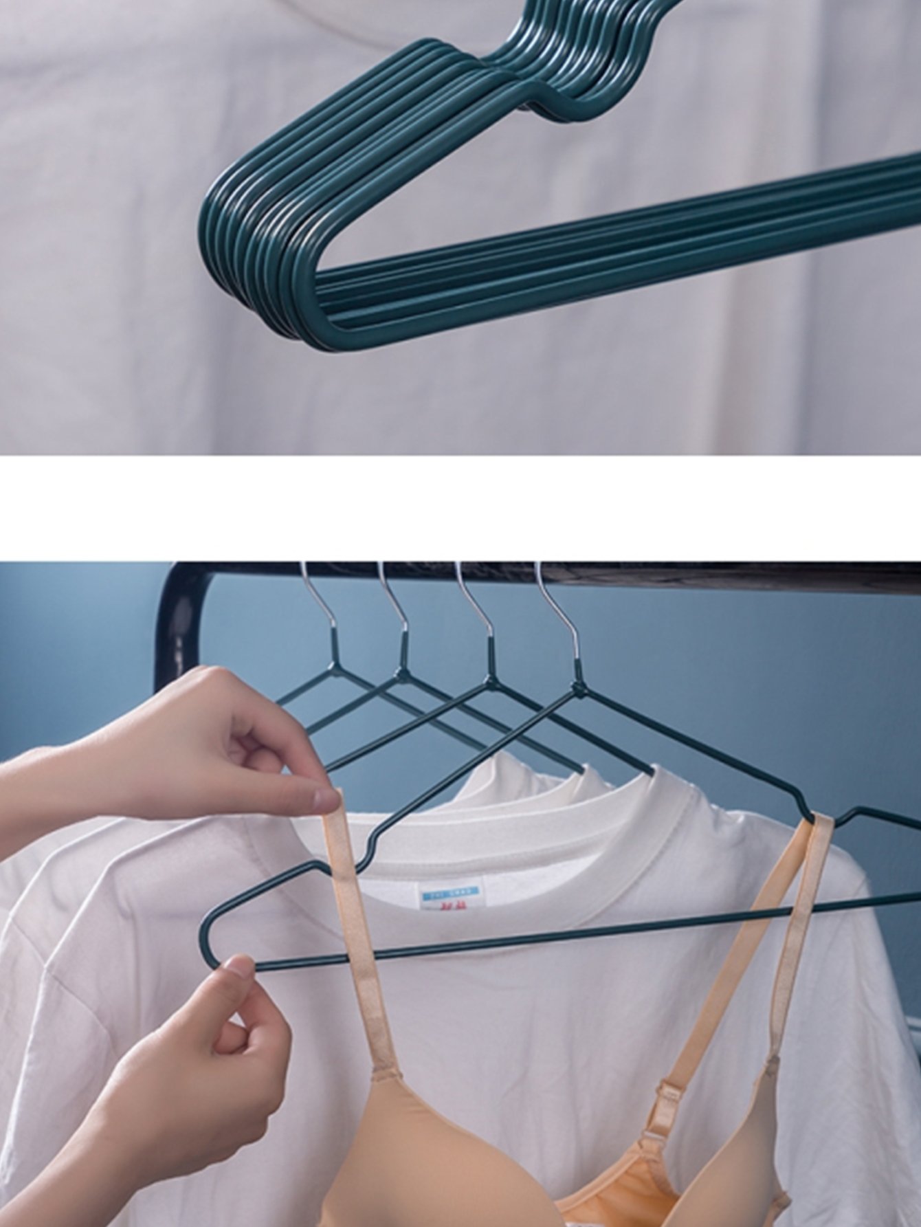 10-Pack Blue Non-Slip Coated Metal Hangers