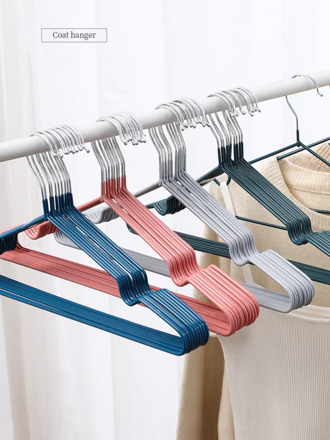 20-Piece Dark Blue Non-Slip Coated Hangers