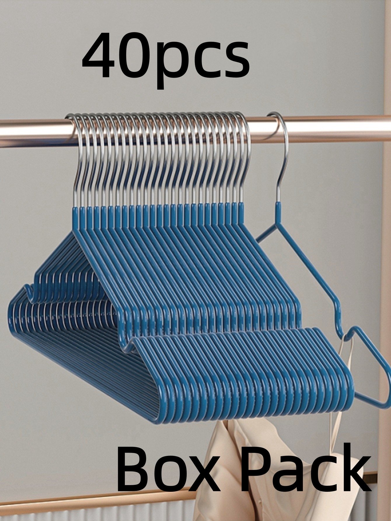 40-Pack Blue Non-Slip Coated Metal Hangers