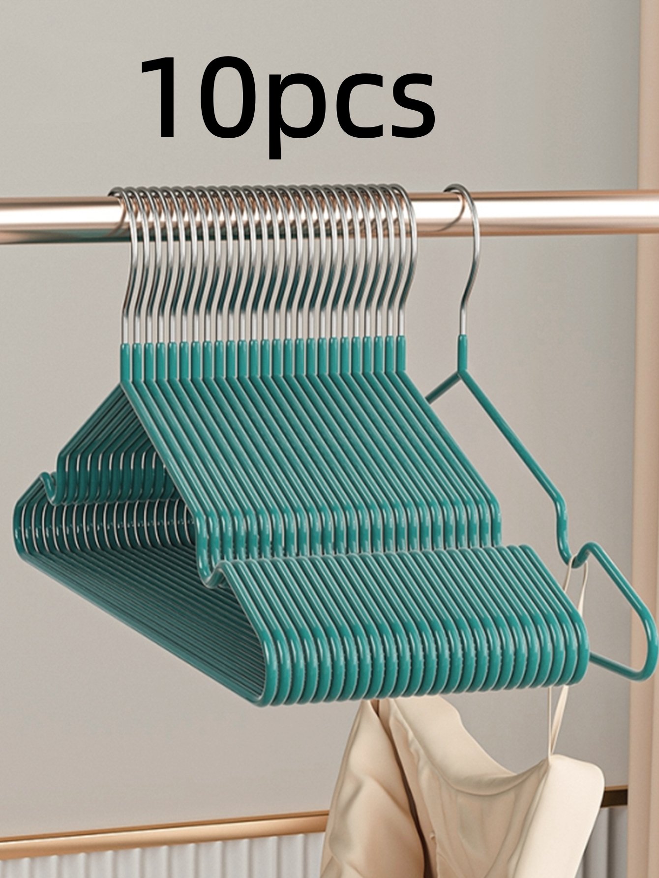 10-Pack Dark Green Non-Slip Coated Hangers 