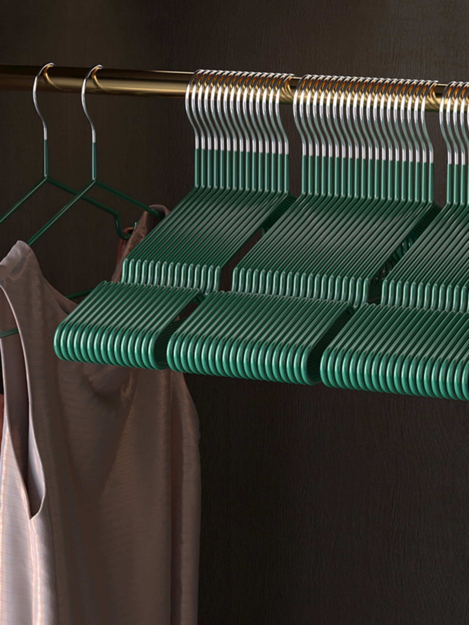 10-Pack Dark Green Non-Slip Coated Hangers 