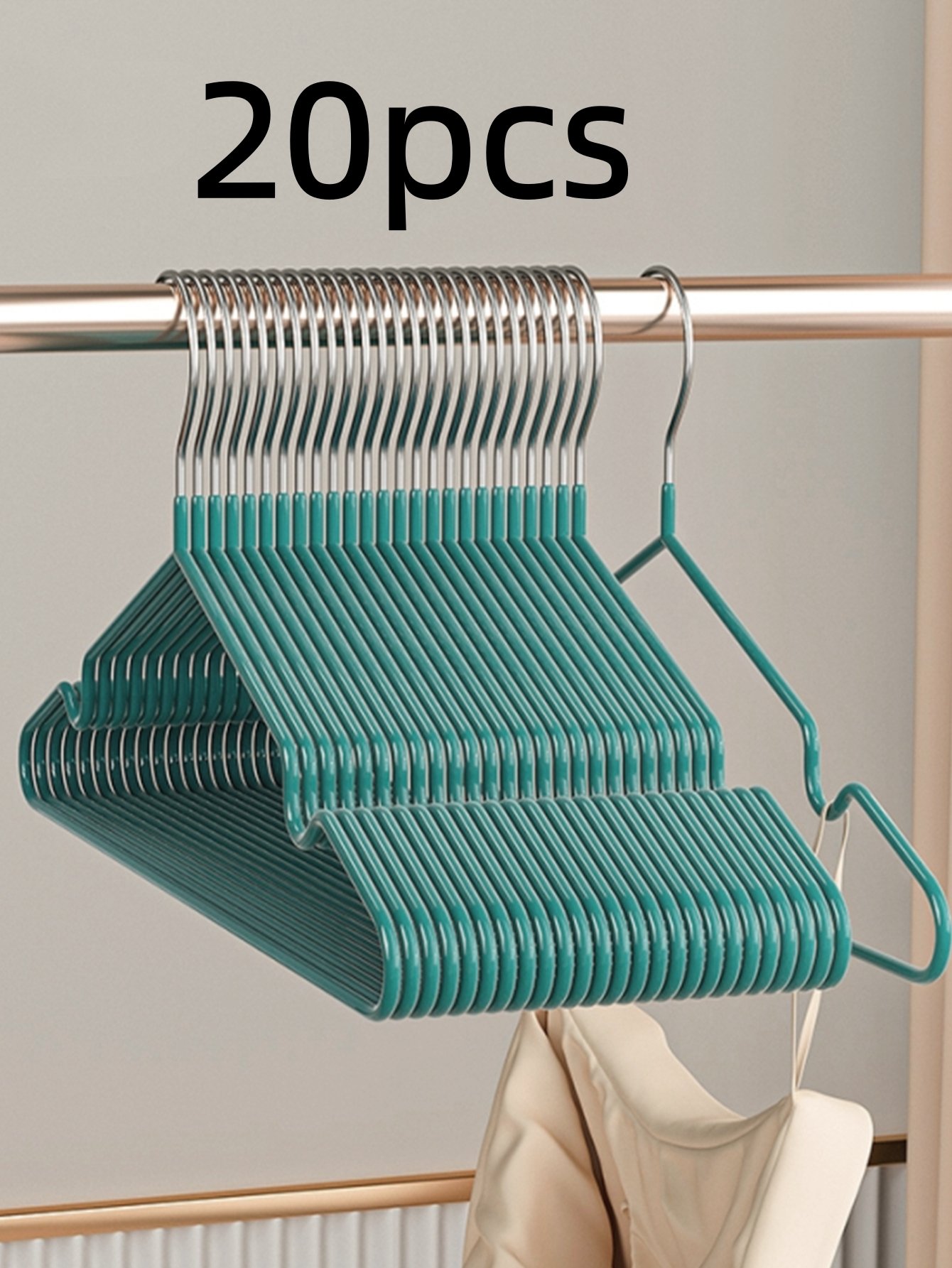 20-Piece Dark Green Non-Slip Coated Hangers