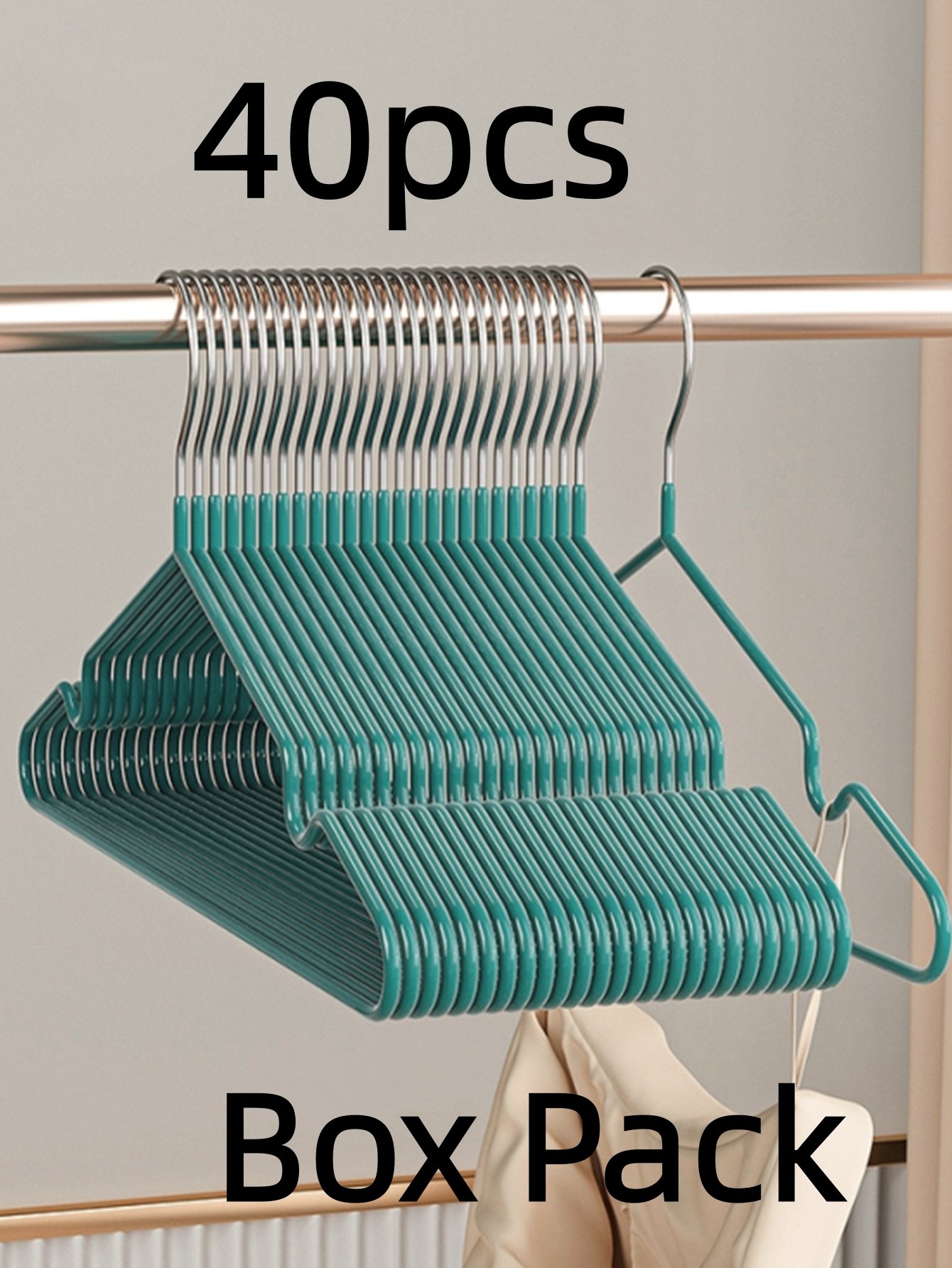 40-Pack Dark Green Non-Slip Coated Metal Hangers