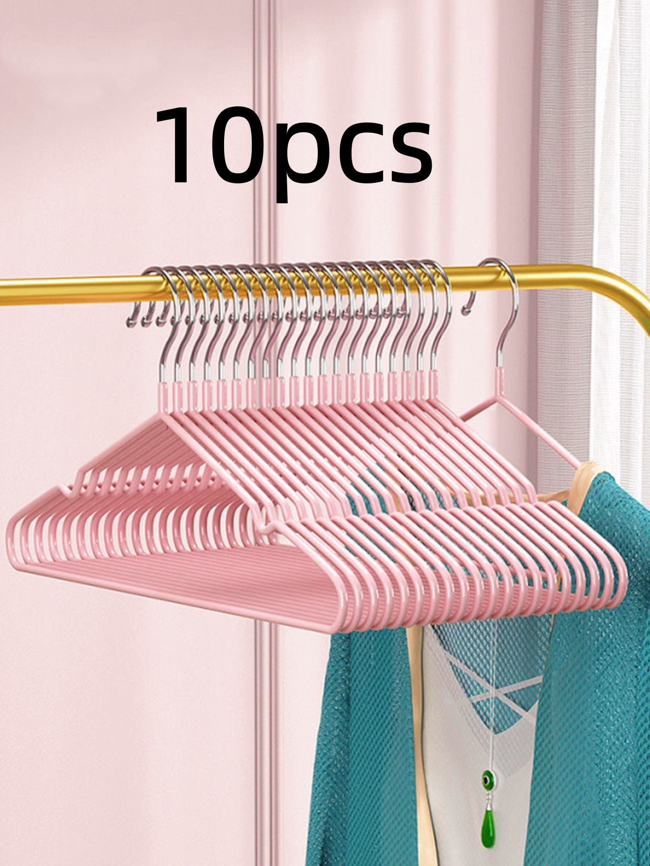 10-Piece Light Pink Non-Slip Clothes Hangers