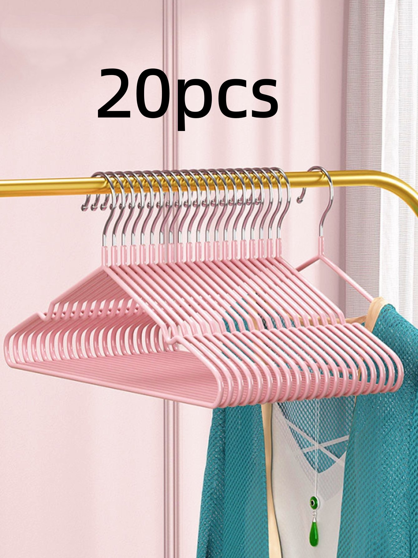 20-Piece Light Pink Non-Slip Coated Hangers