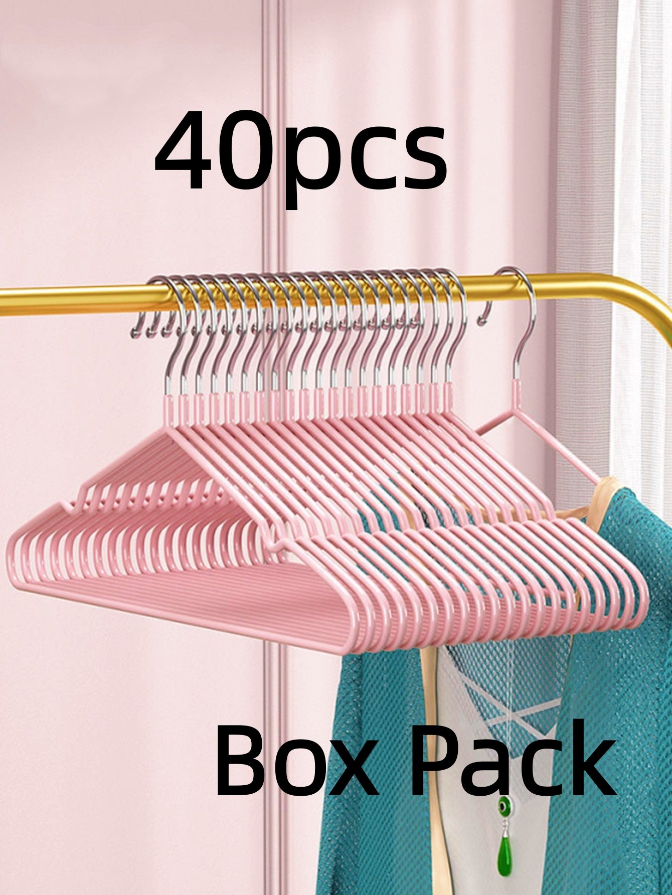 40-Pack Pink Non-Slip Coated Hangers