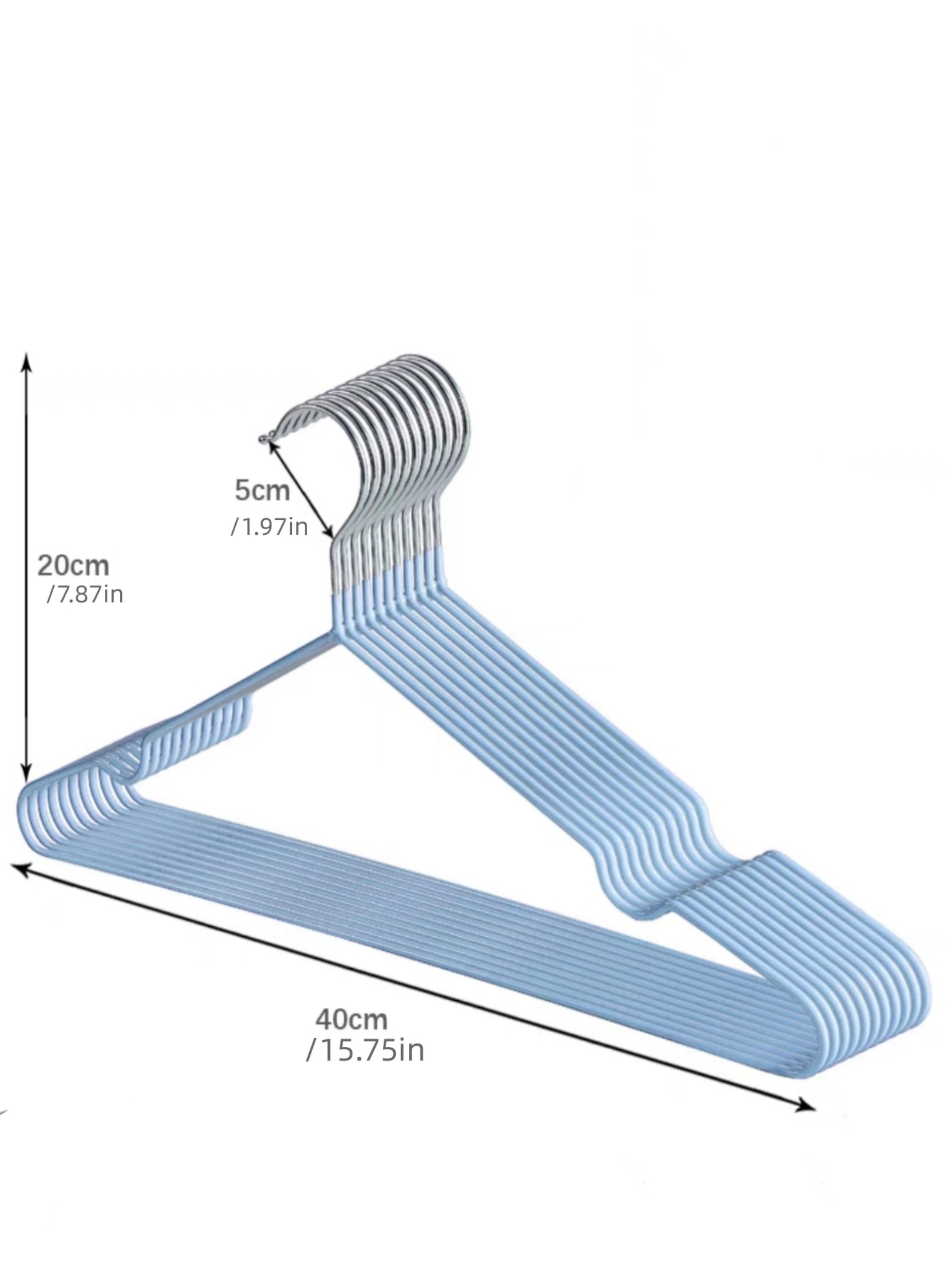 10-Piece Light Blue Non-Slip Clothes Hangers