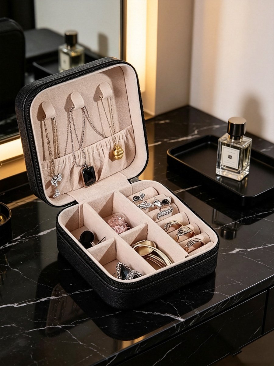 Black Travel Jewelry Organizer