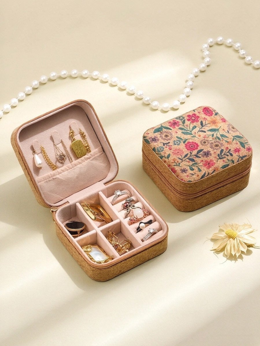 Brown Printed Jewellery Organizer