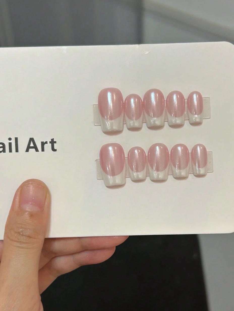 Pearl Pink French Tip Press-On Nails