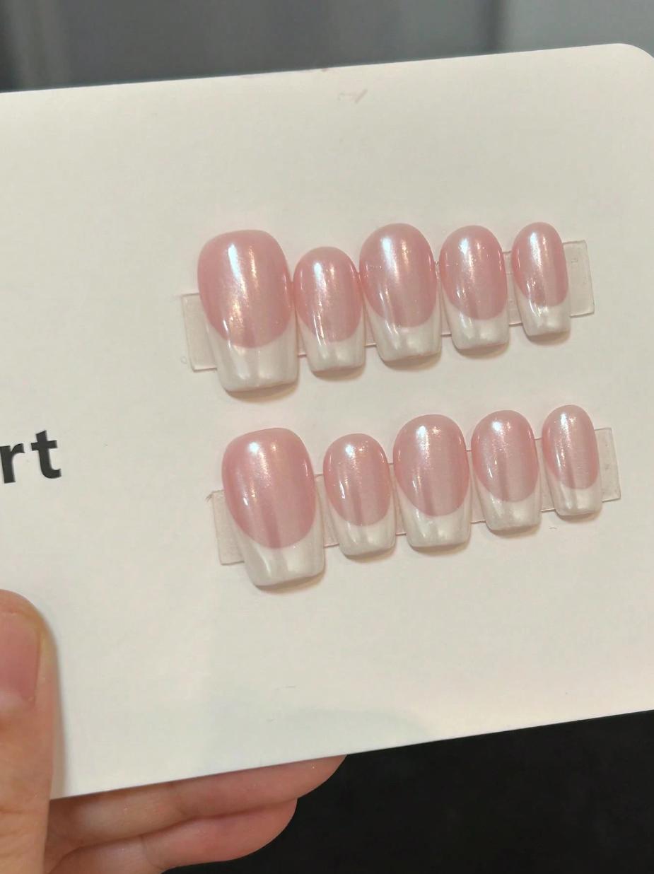 Pearl Pink French Tip Press-On Nails
