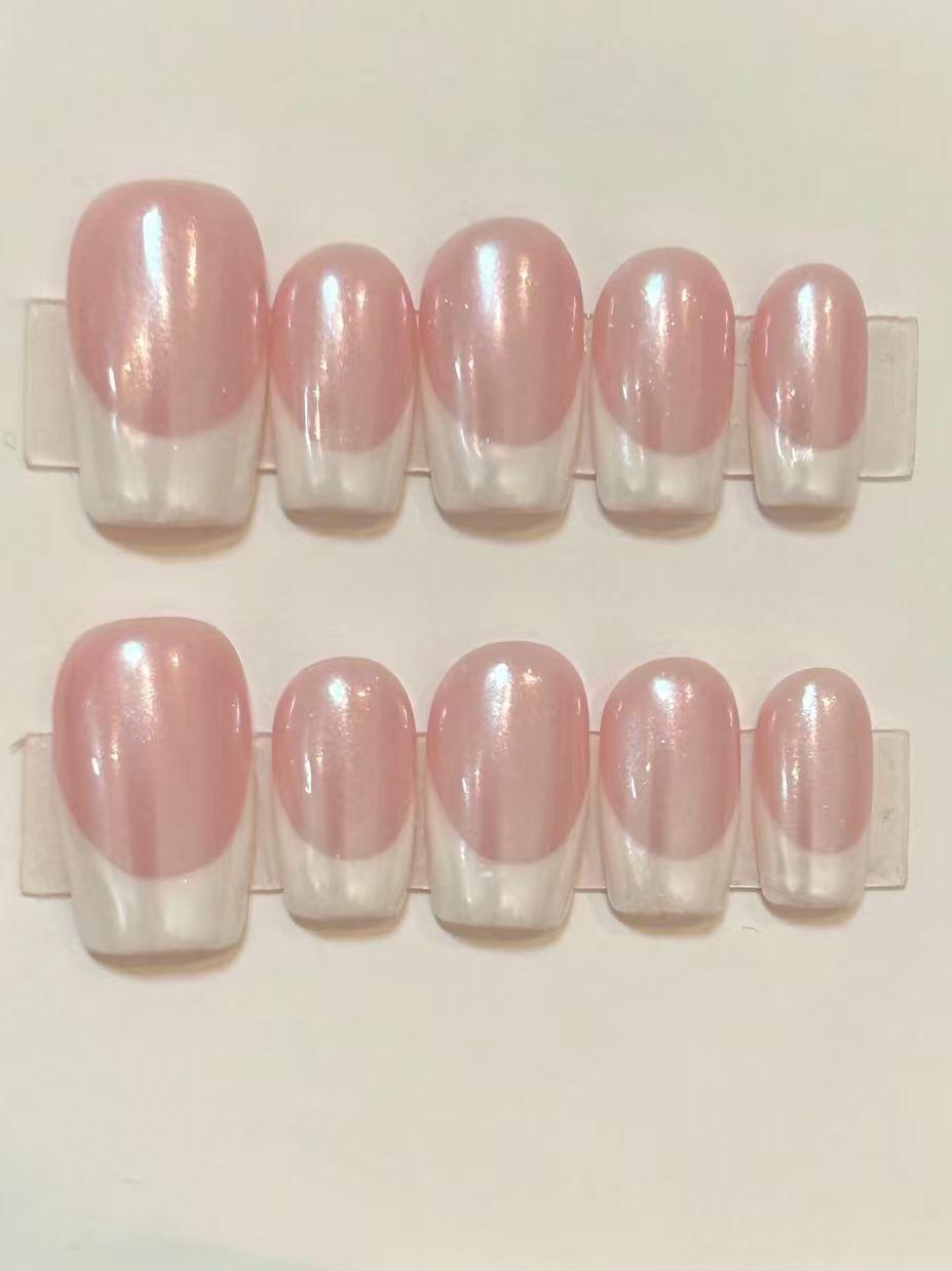 Pearl Pink French Tip Press-On Nails