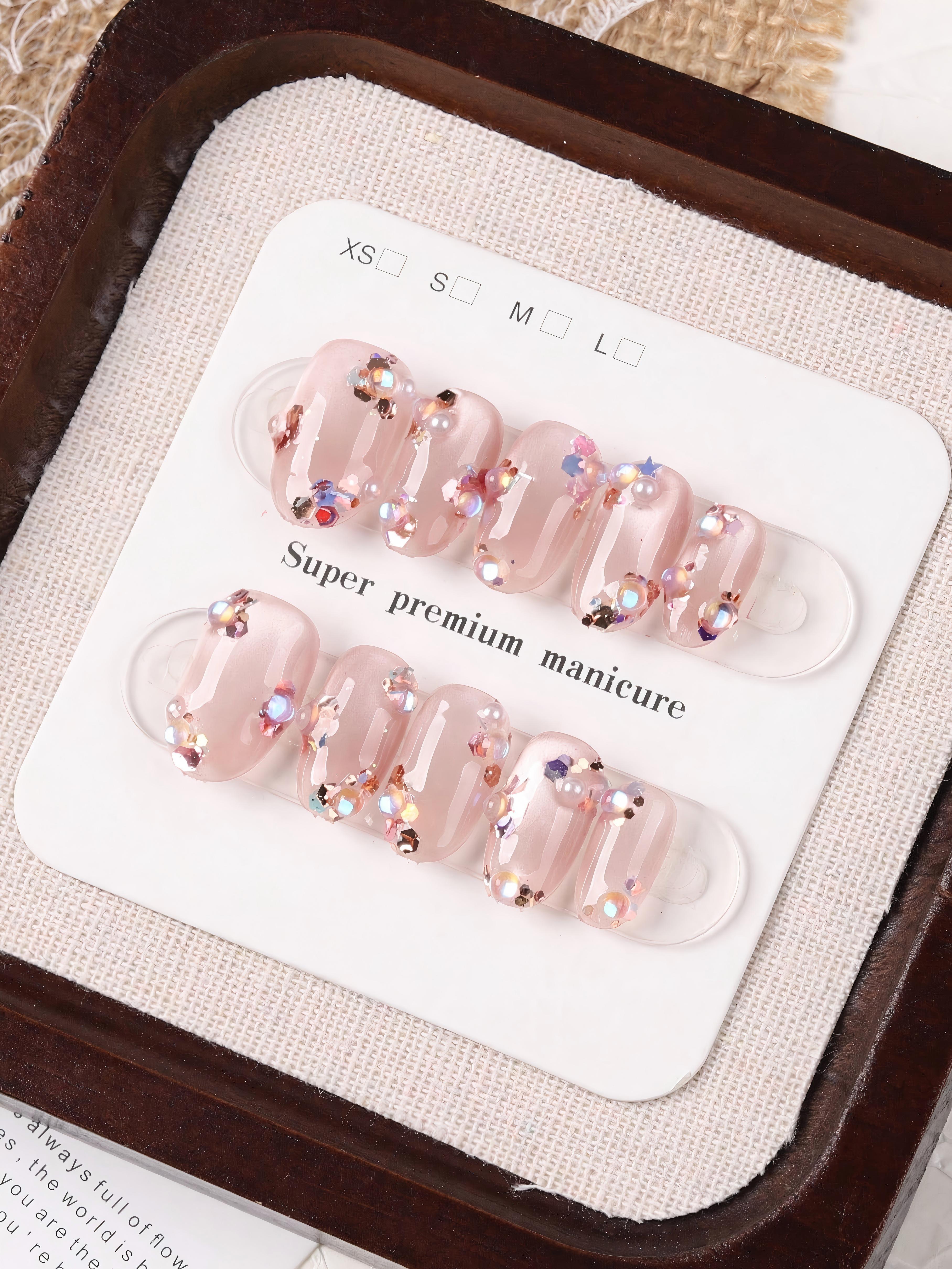 Light Pink Glitter Press-On Nails