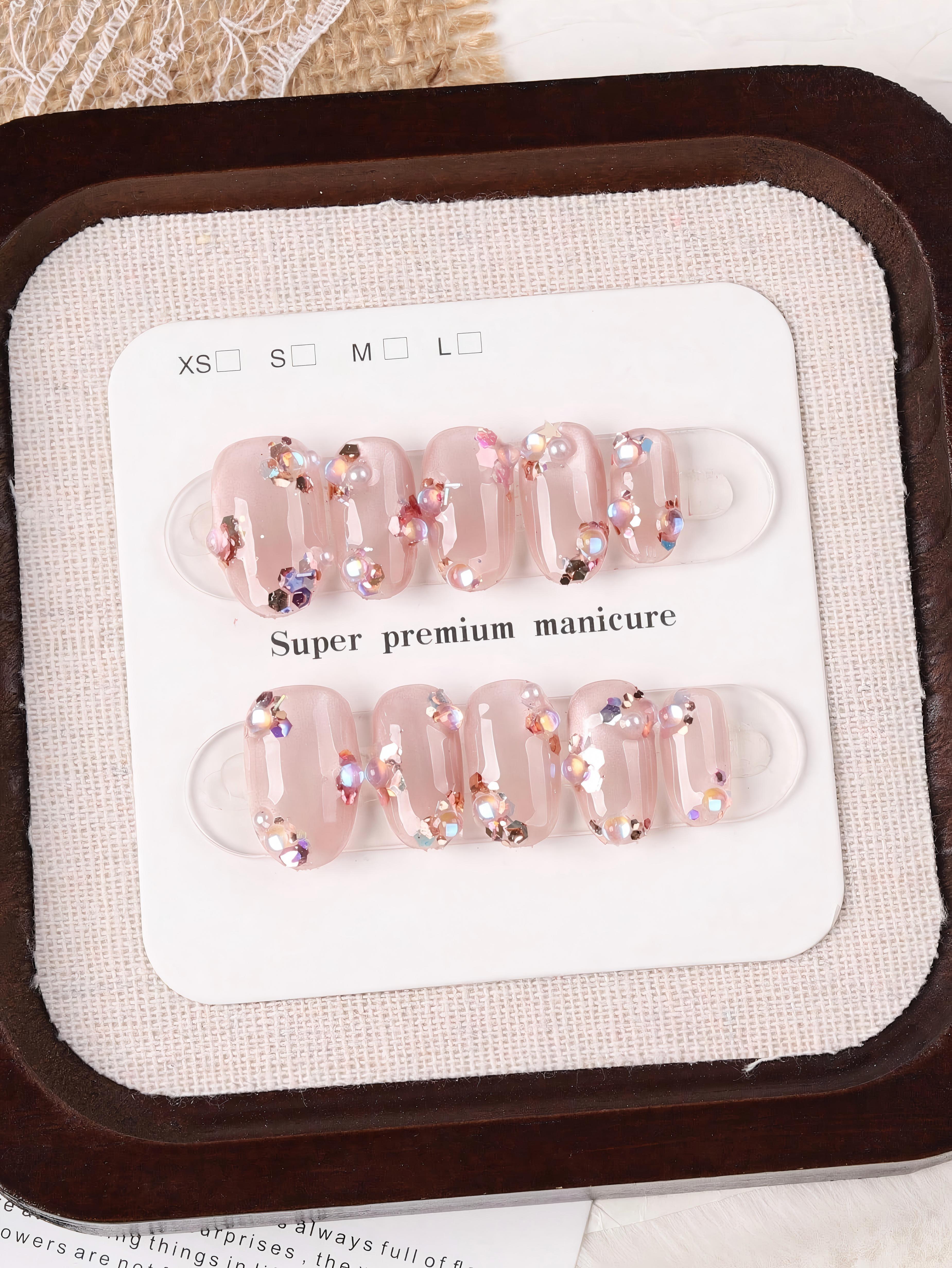 Light Pink Glitter Press-On Nails