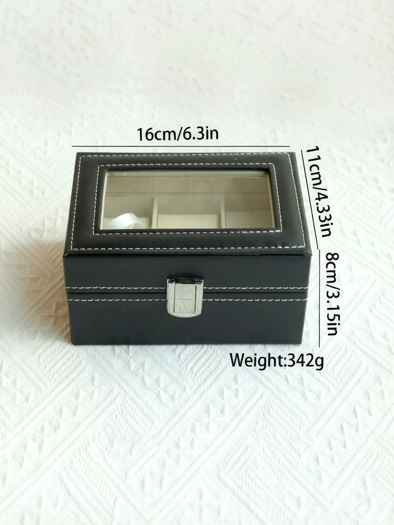 Black Watch Display Box with Clear Lid - 3 Slot Organizer